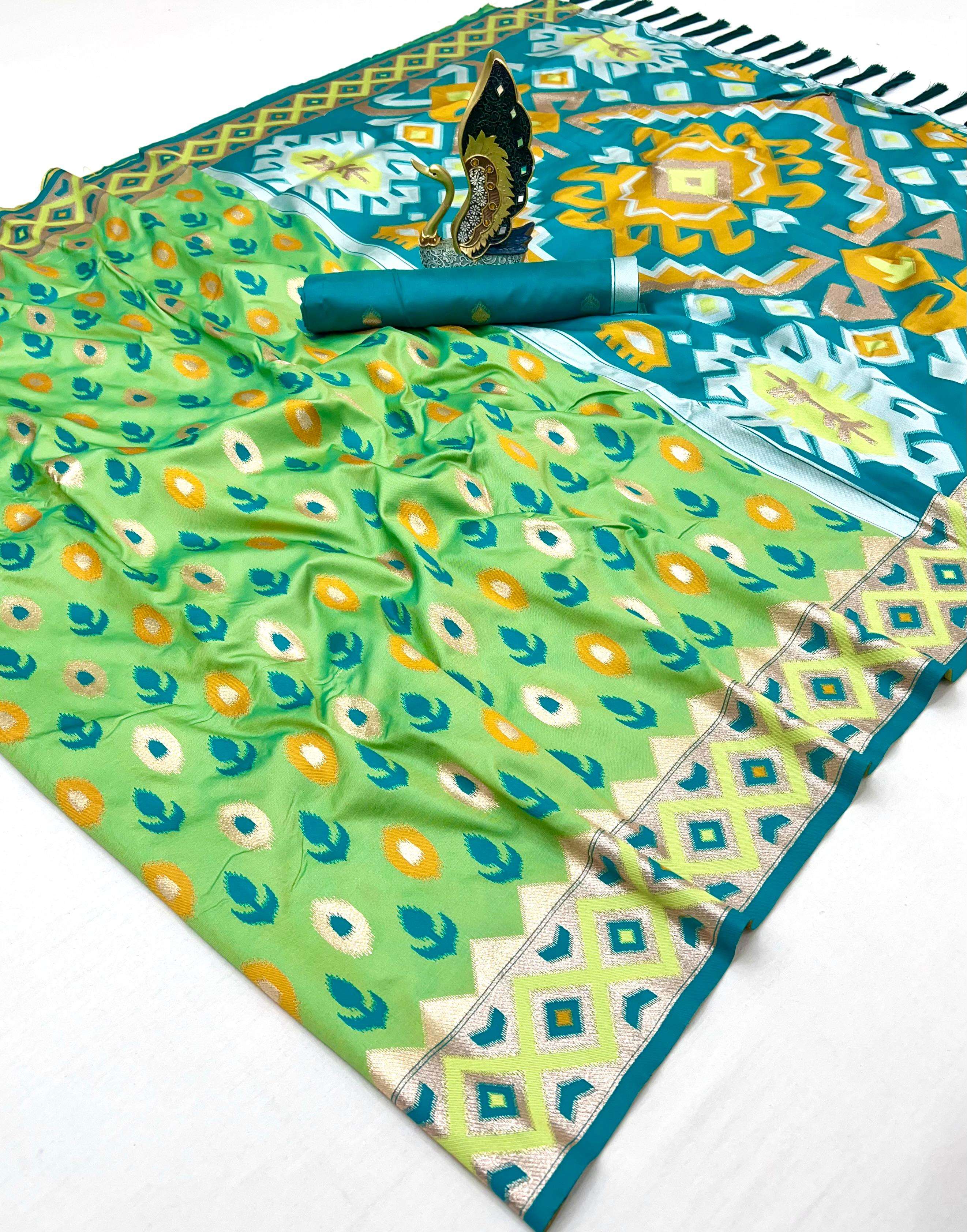  Premium and soft silky Patola Silk shiny fabric fabric sare...