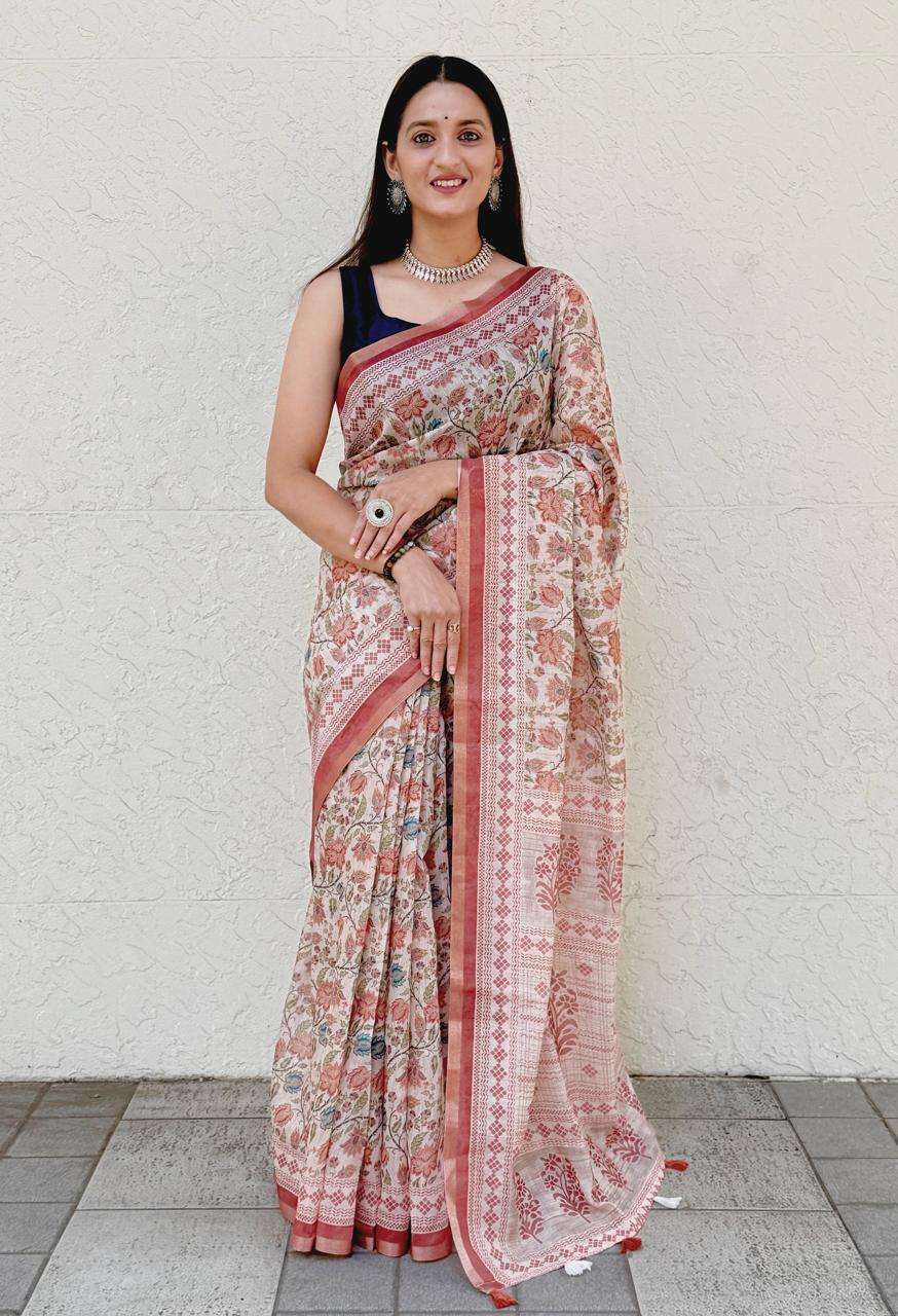 Presents Soft and pure Chanderi Slub Cotton fabric with Digi...