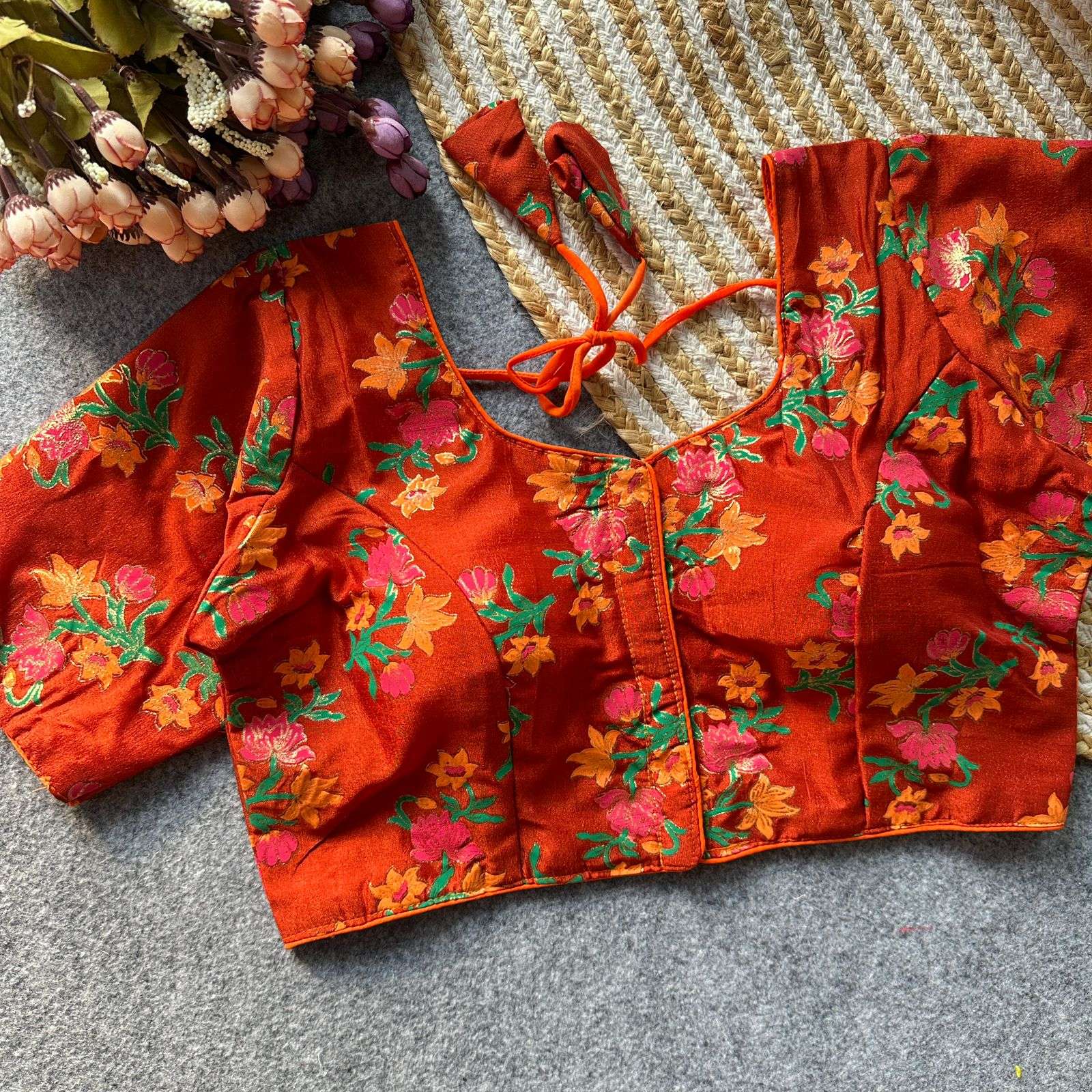 Prints Blouse A pure Vichitara silk touch of golden & silver...