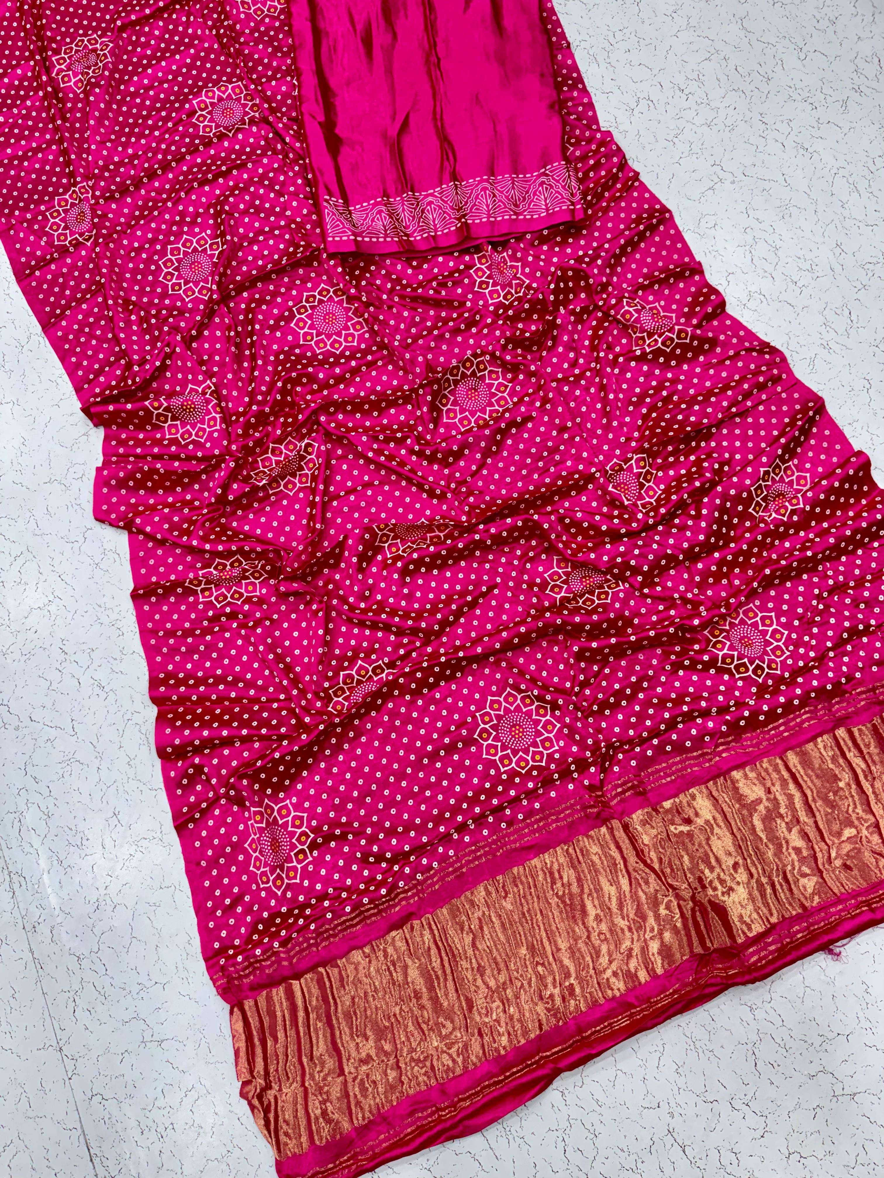 Pure and soft colouring Model Gaji silk fancy fabric Bandhej...