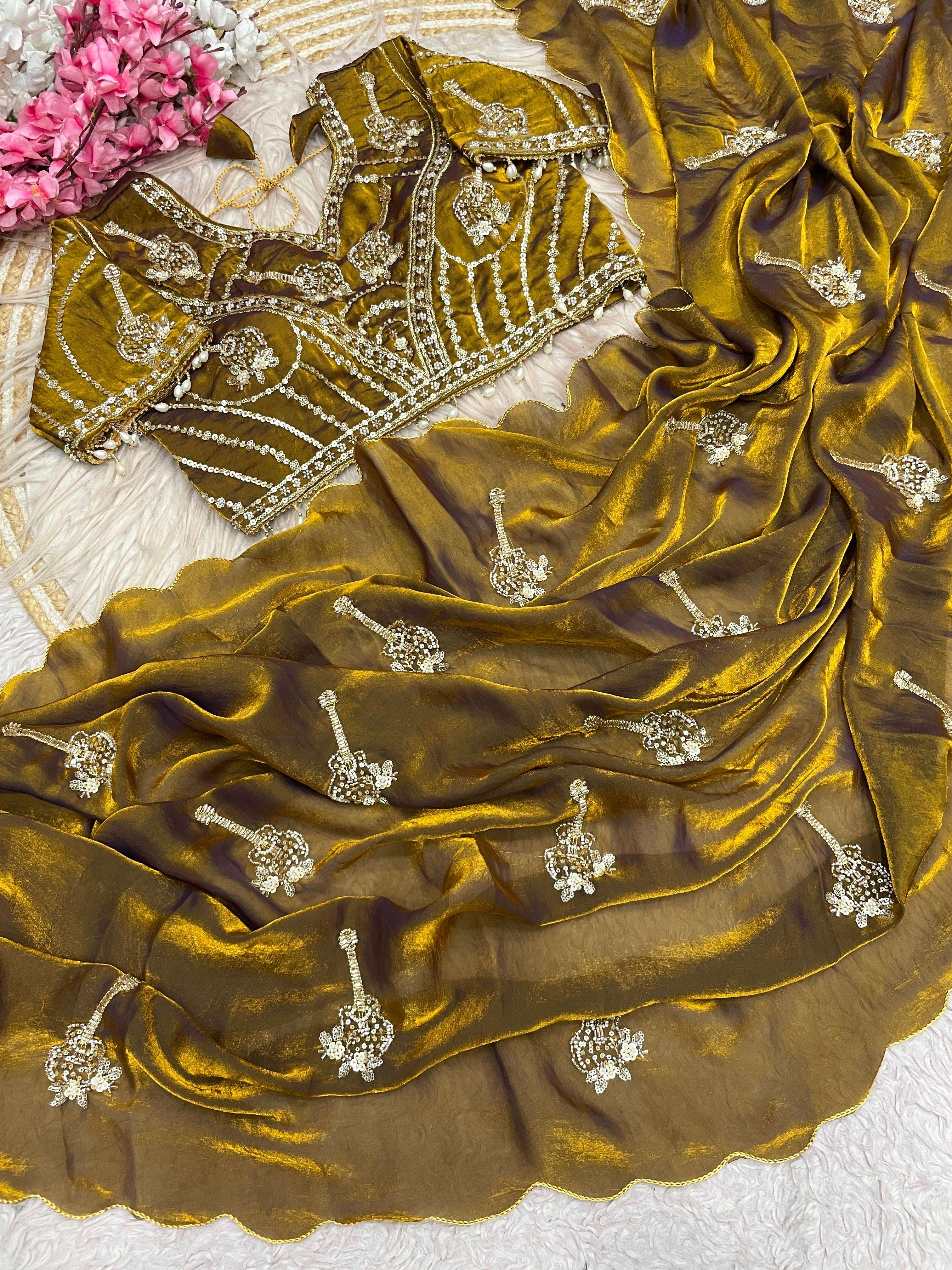 PURE AND SOFT FANCY SATIN FABRIC SAREE RESELLER IN SURAT MP ...