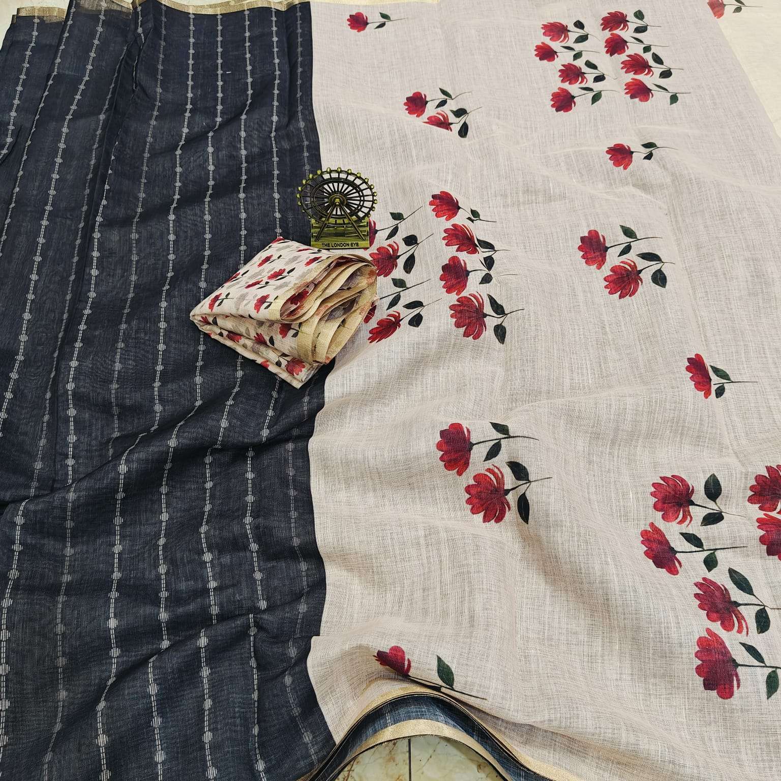 Pure and Soft Linen Cotton comfortable fabric with digital p...