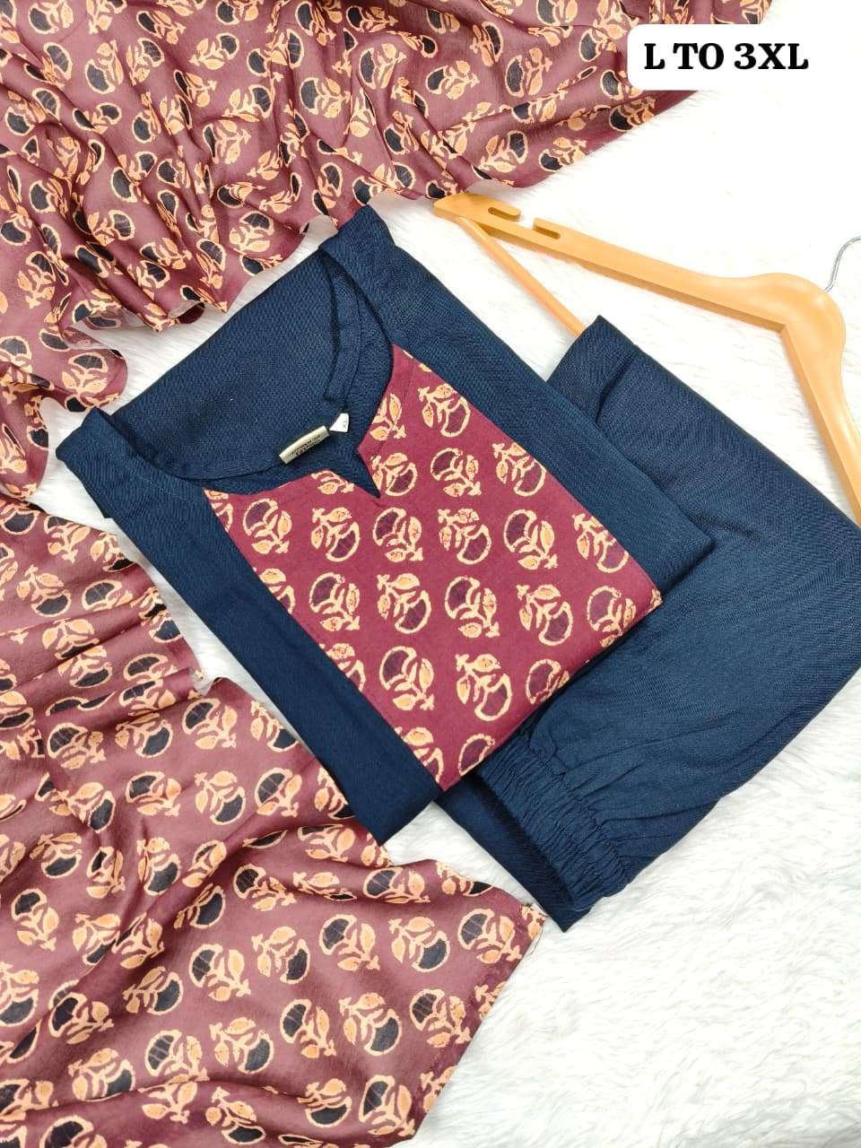PURE FLEX COTTAN FABRIC AJRAK PRINT KURTI PANT WITH DUPATTA ...