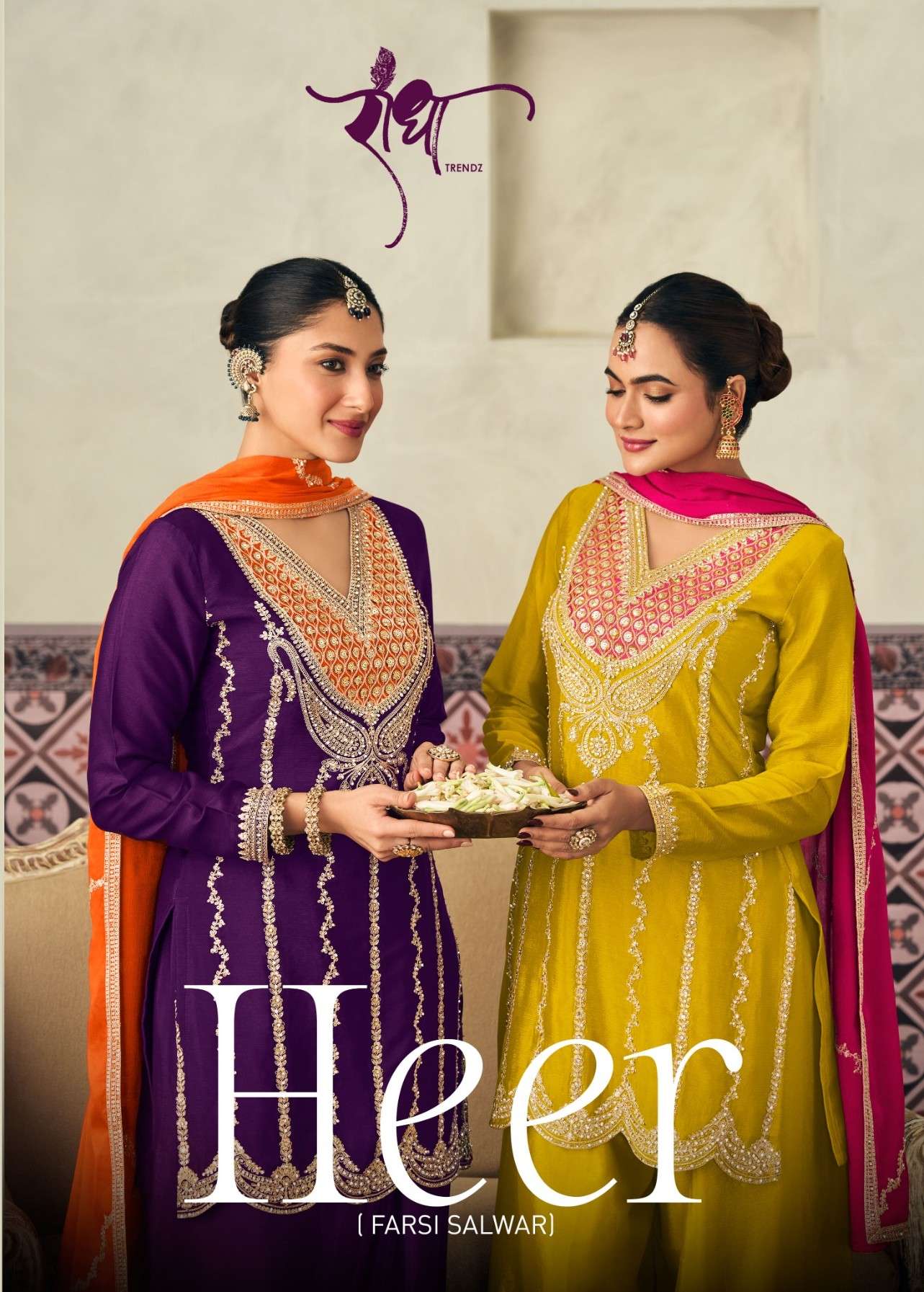 RADHA TRENDZ HEER TREND CHINON ZERKAN WORK KURTI FARSI SALWA...