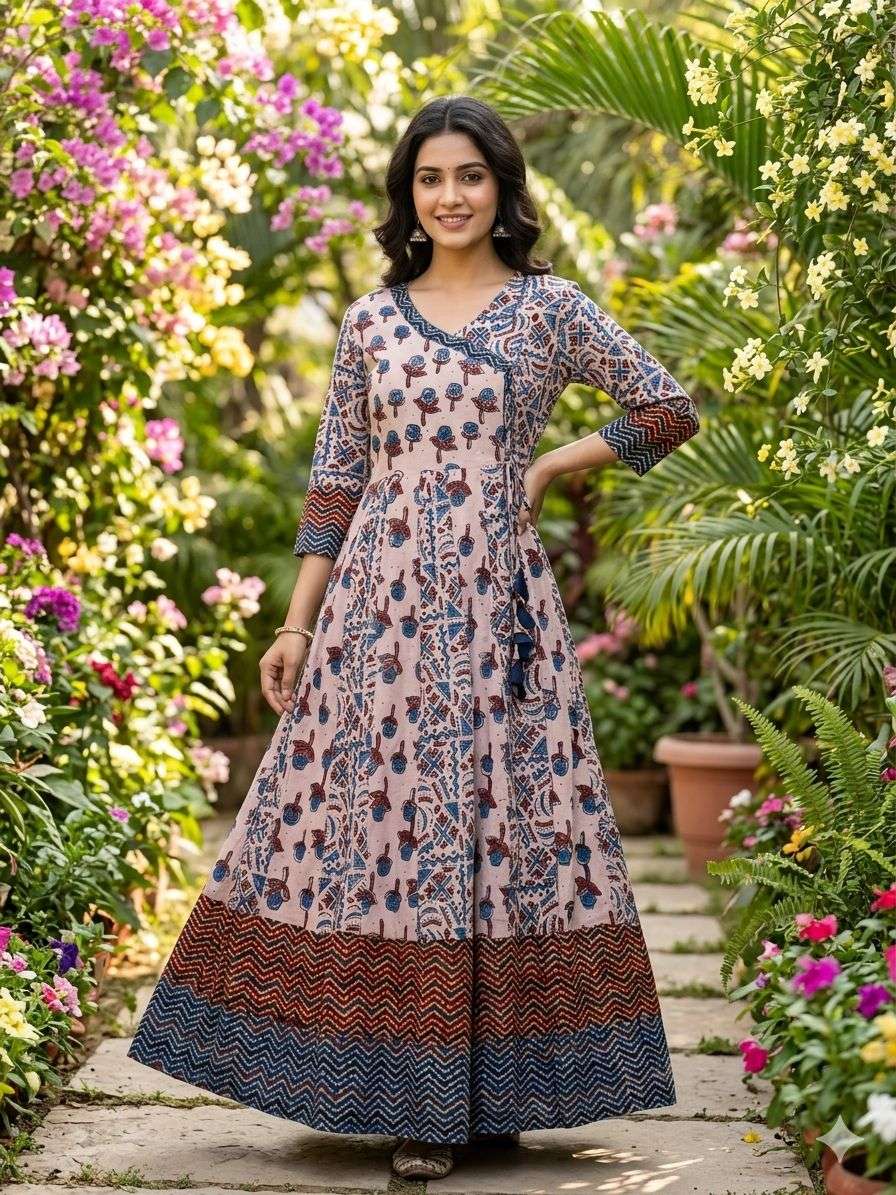 RAKHA KURTI LONG 1 PIECE WITH CHIKAN BORDER TRADITIONAL LOOK...