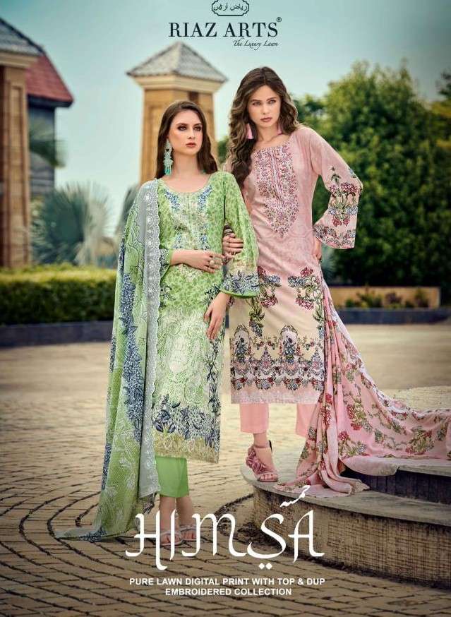 RIAZ ARTS PRINTS HIMSA LAWN PRINT WITH HEAVY WORK SALWAR DRE...