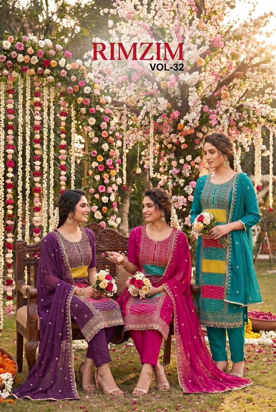 RIMZIM VOL 32 READY MADE COLLECTION COTTON SILK WITH EMBRODA...