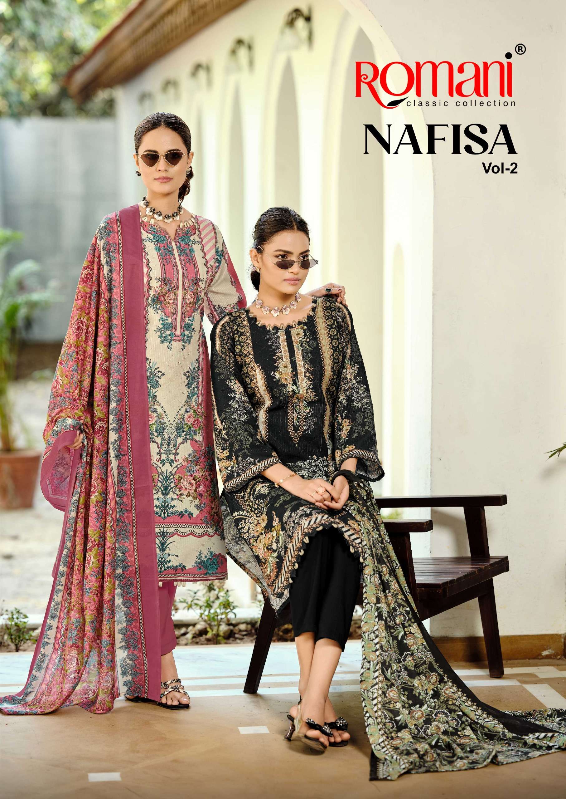 ROMANI NAFISA VOL 2 SOFT COTTON DIGITAL PRINTED AND WORK PAK...