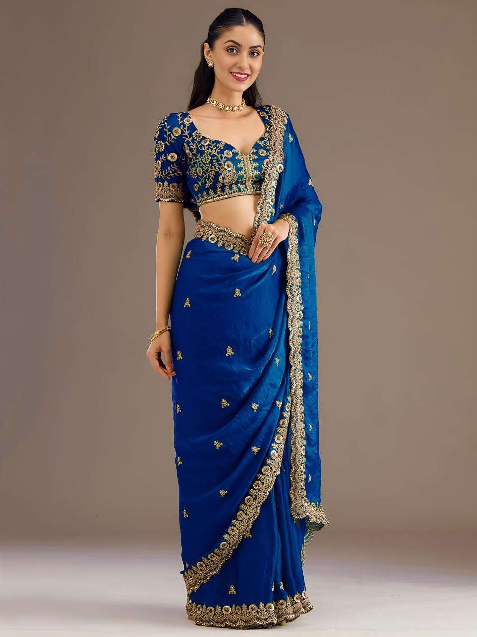  Royal Blue beautiful colour and regal Designer fancy Embroi...