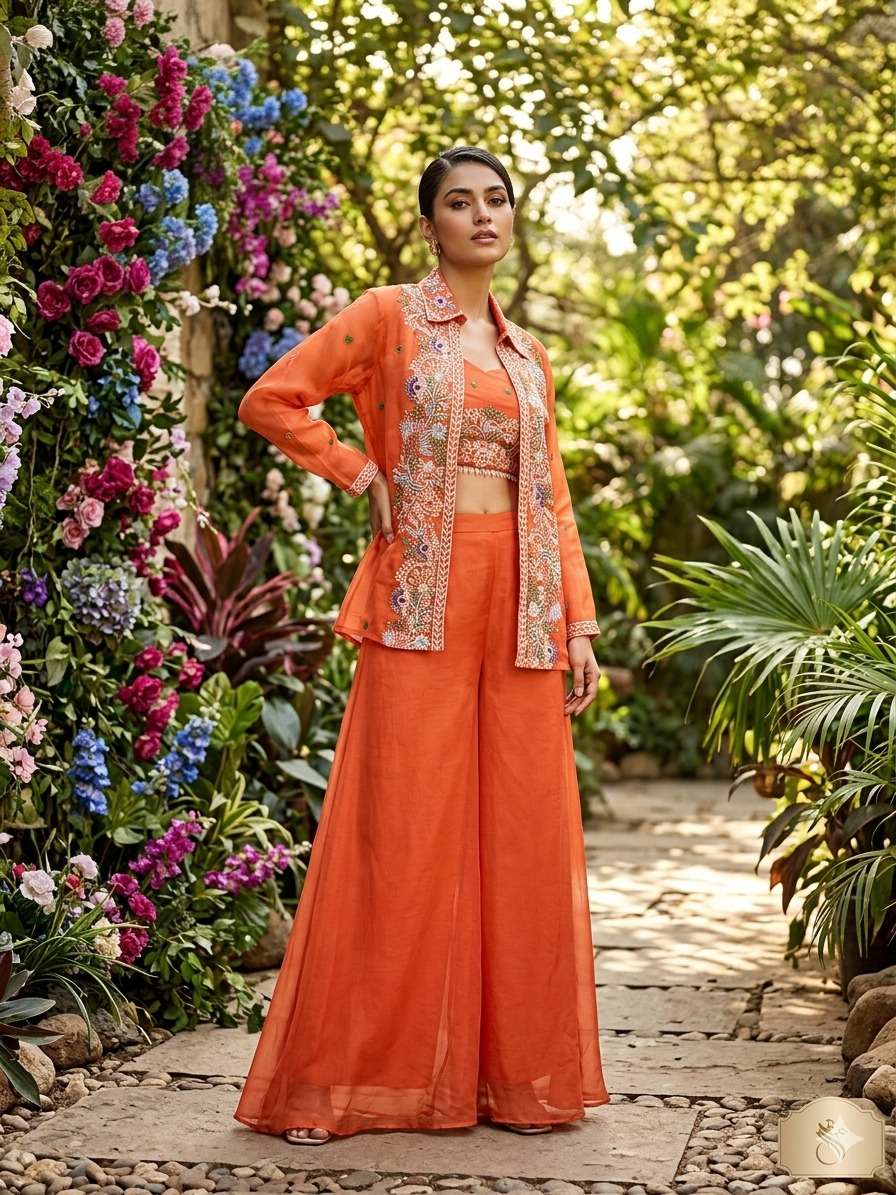 RUHANI 1030 BLUE 1032 ORANGE CHINNON HEAVY KOTI BOUSE WITH P...