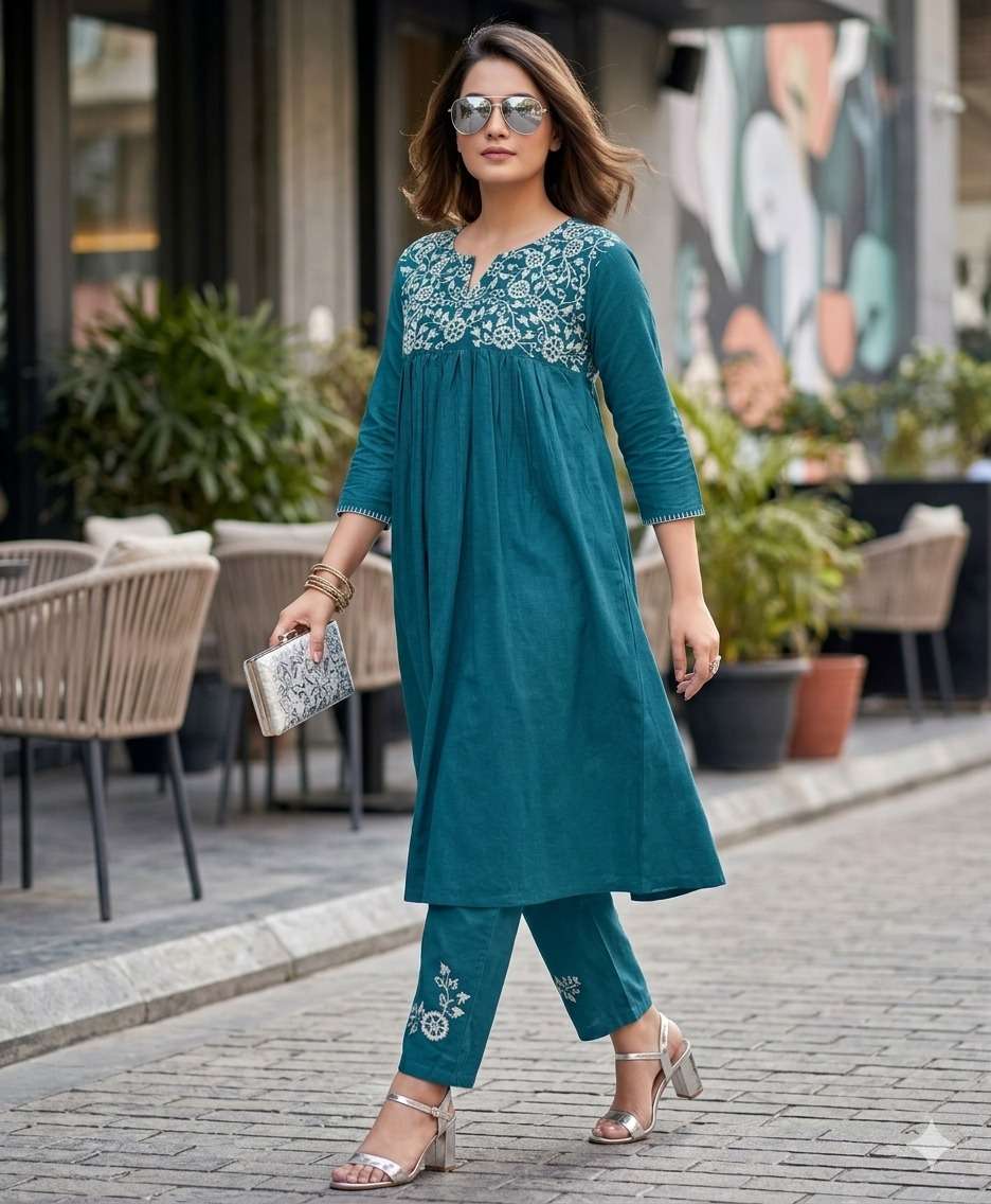 RUKJAAN RAYON FLEX WITH POCKET PANT CORD SET STYLE WOMEN TRE...