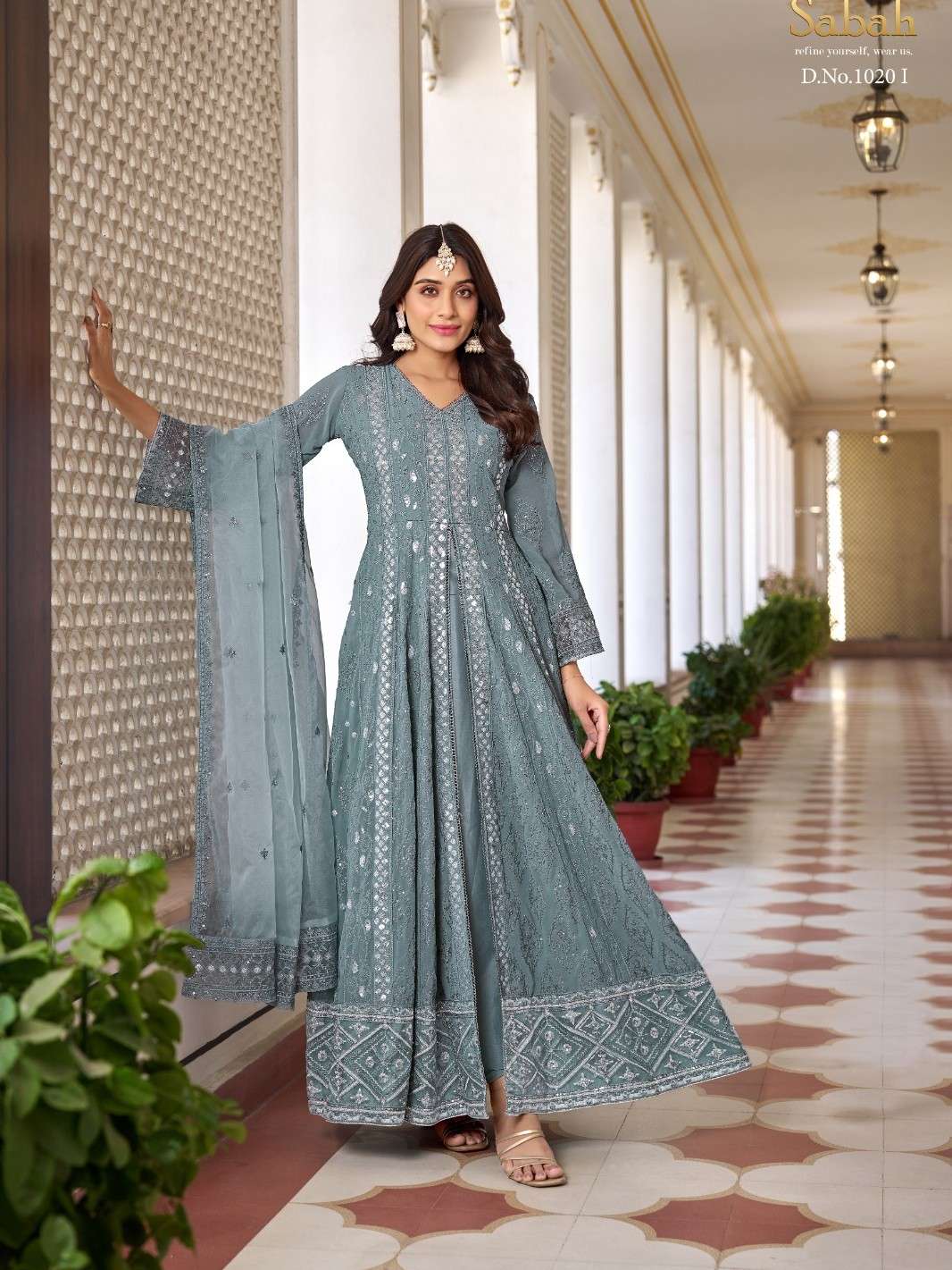 SABAH RUHANI 1020F TO 1020J FAUX GEORGETTE WORK CUT PATTERN ...