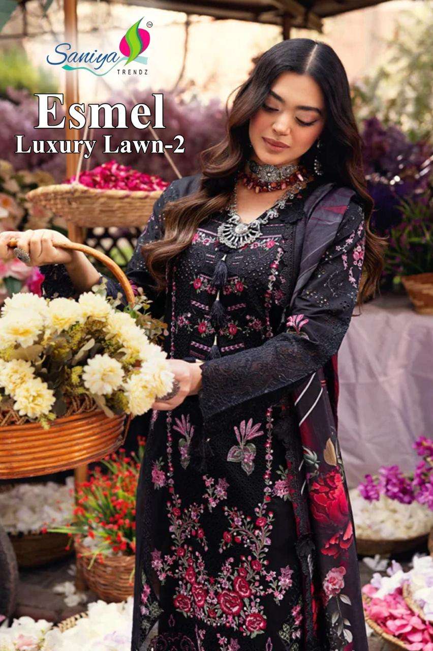 SANIYA TRENDZ ESMEL LUXURY LAWN 2 INDIAN TREND PAKISTANI COT...