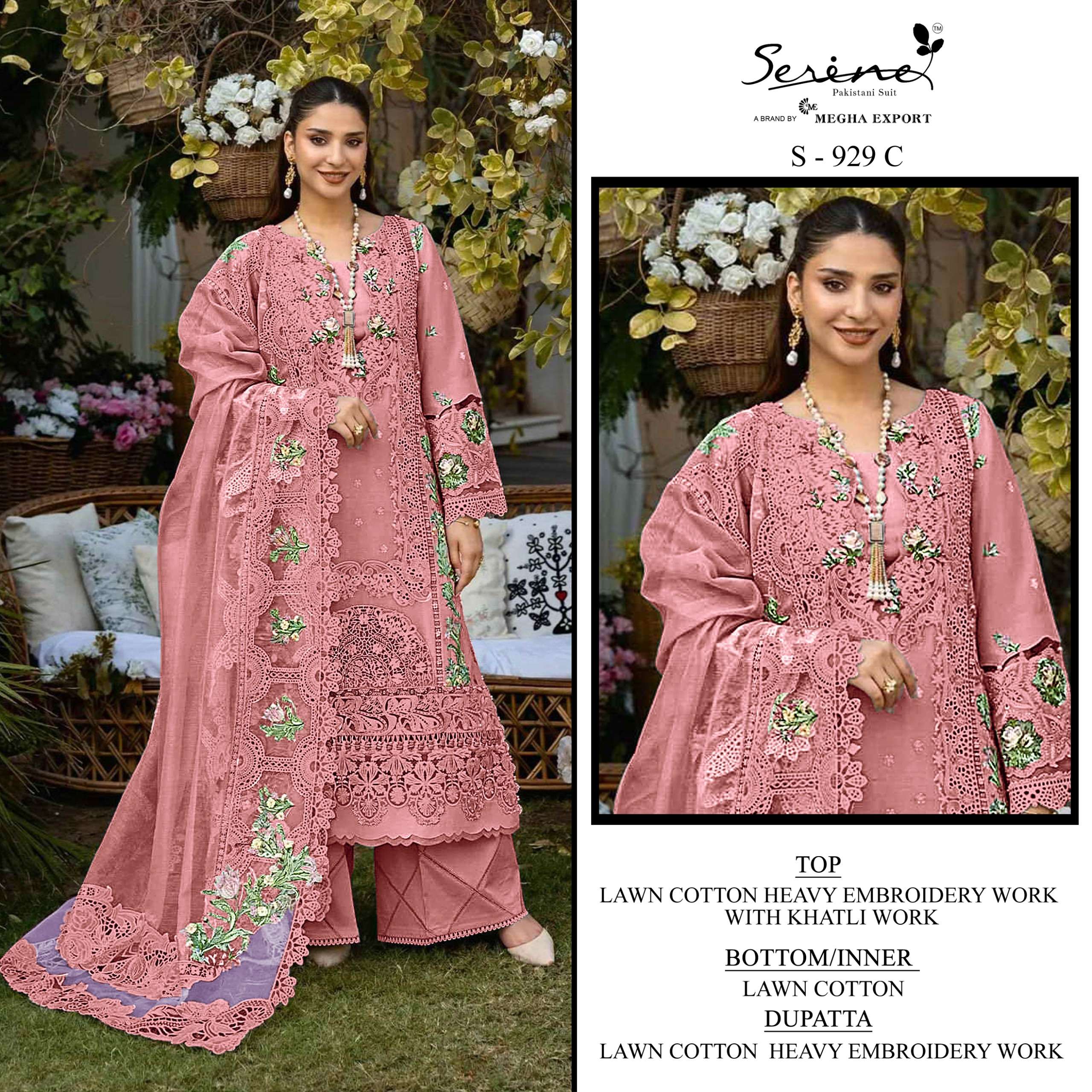 SERINE S 929 CAMBRIC LAWN COTTON HEAVY WORK PAKISTANI DRESS ...