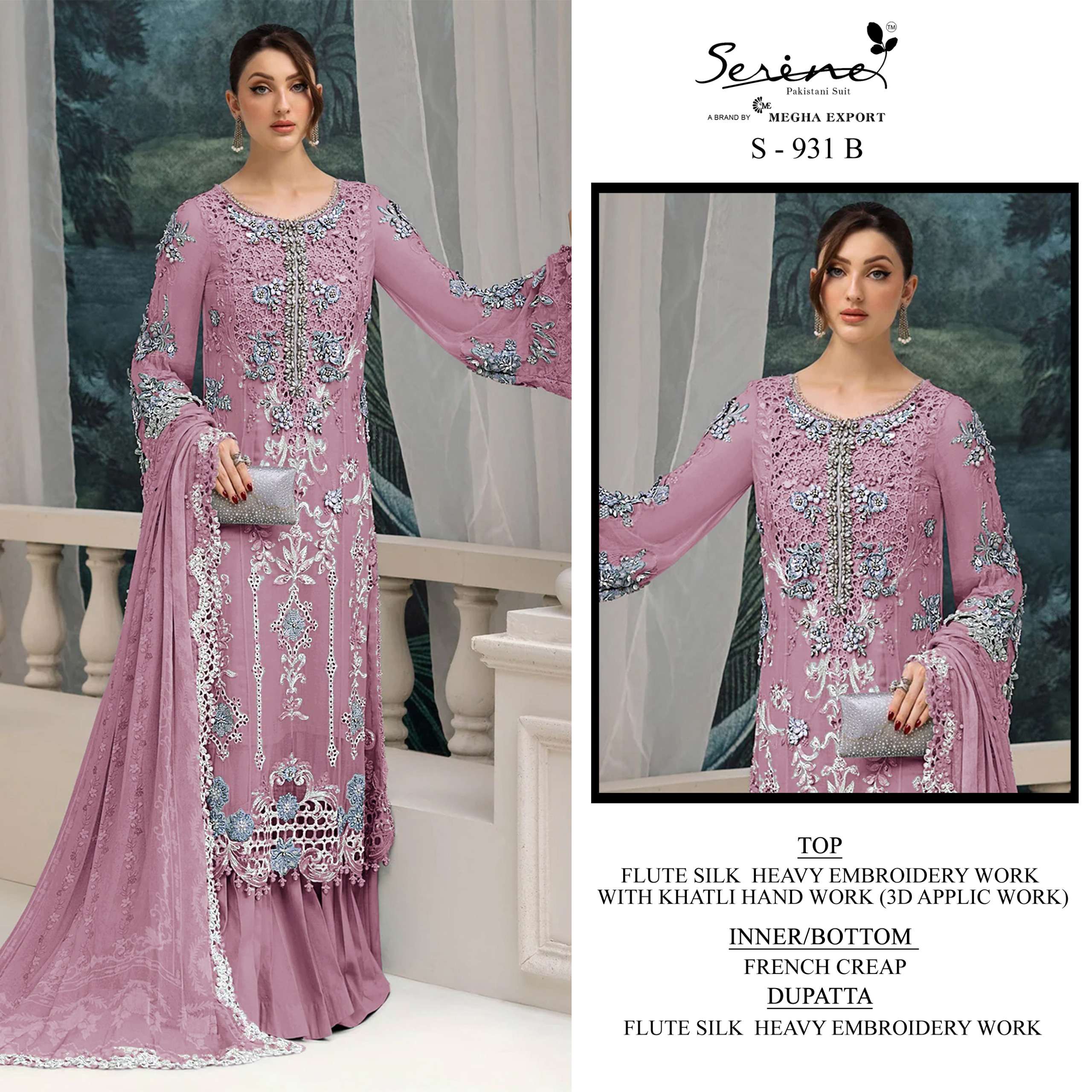 SERINE S 931 HEAVY EMBROIDERED PAKISTANI SHARARA LIKE SUIT S...