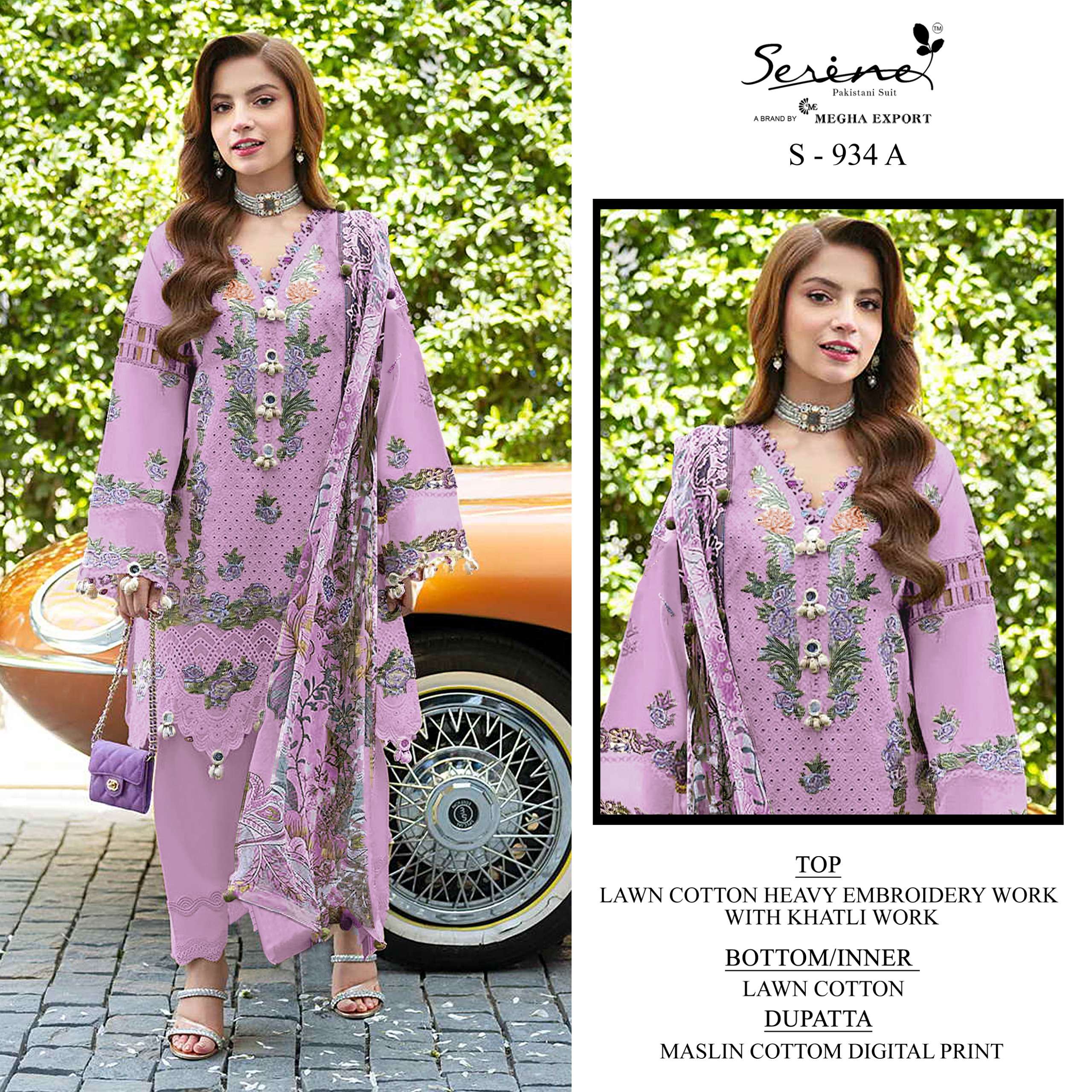 SERINE S 934 LUXURY LAWN COTTON HAVI EMBROIDERY SUIT FOR FES...