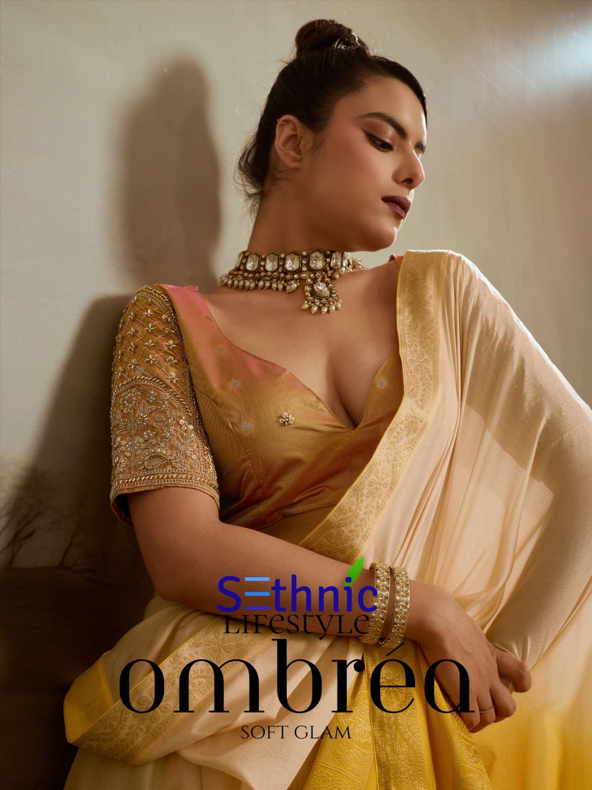 Sethnic Lifestyle Ombrea Soft Chiffon fabric with Summer Gra...