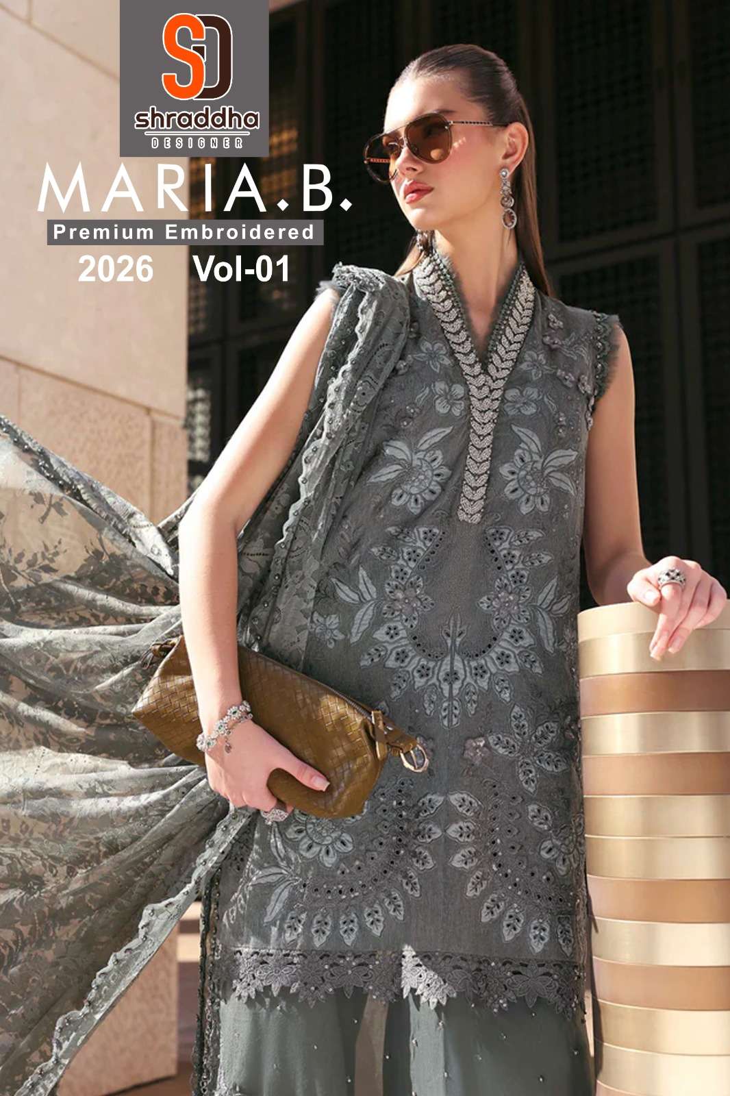 SHRADDHA DESIGNER MARIA B PREMIUM EMBROIDERED 2026 VOL 1 COT...