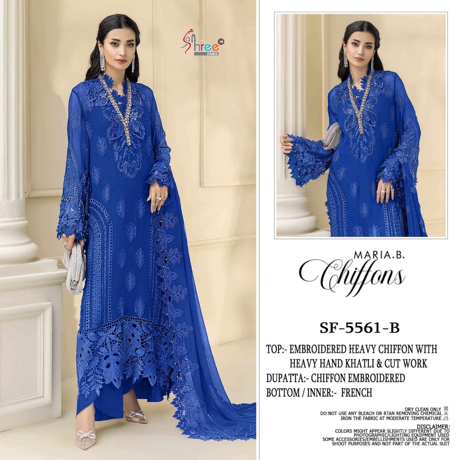SHREE FAB SF 5561 CHIFFON HEAVY EMBROIDERY BLUE PAKISTANI SU...