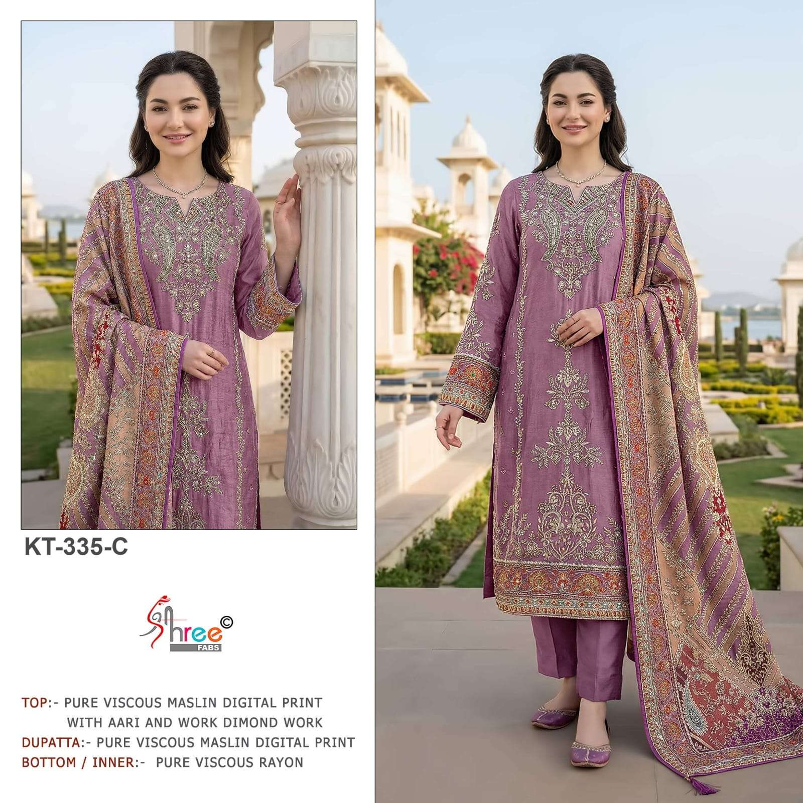 SHREE FABS KT 335 VISCOSE FABRIC AARI WORK HEAVY SUIT FUNCTI...