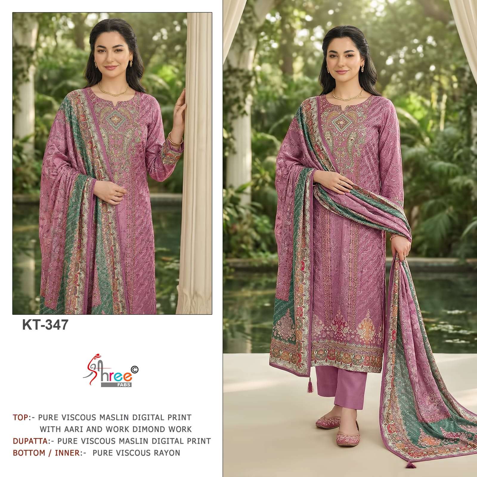 SHREE FABS KT 347 VISCOSE MUSLIN PRINT SALWAR SUIT AT REGULA...