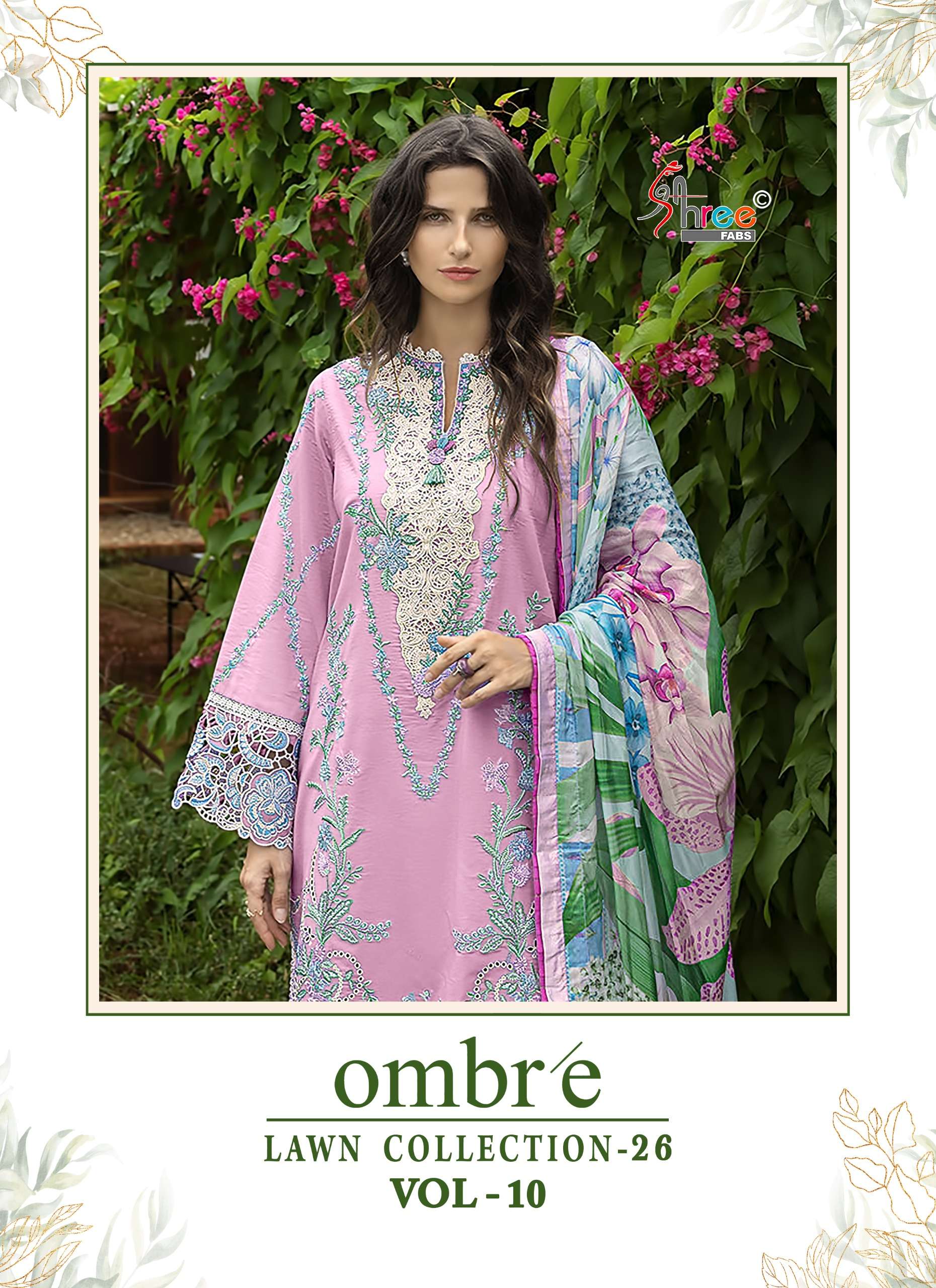 SHREE FABS OMBRE LAWN COLLECTION VOL 10 PURE COTTON HEAVY DE...