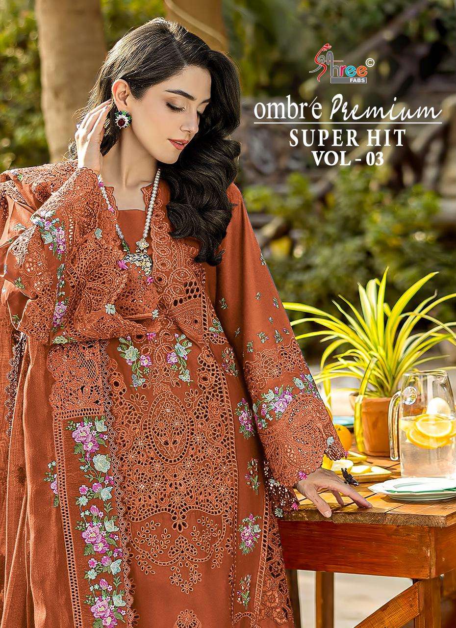 SHREE FABS OMBRE PREMIUM SUPER HIT VOL 3 COTTON HEAVY WORK P...