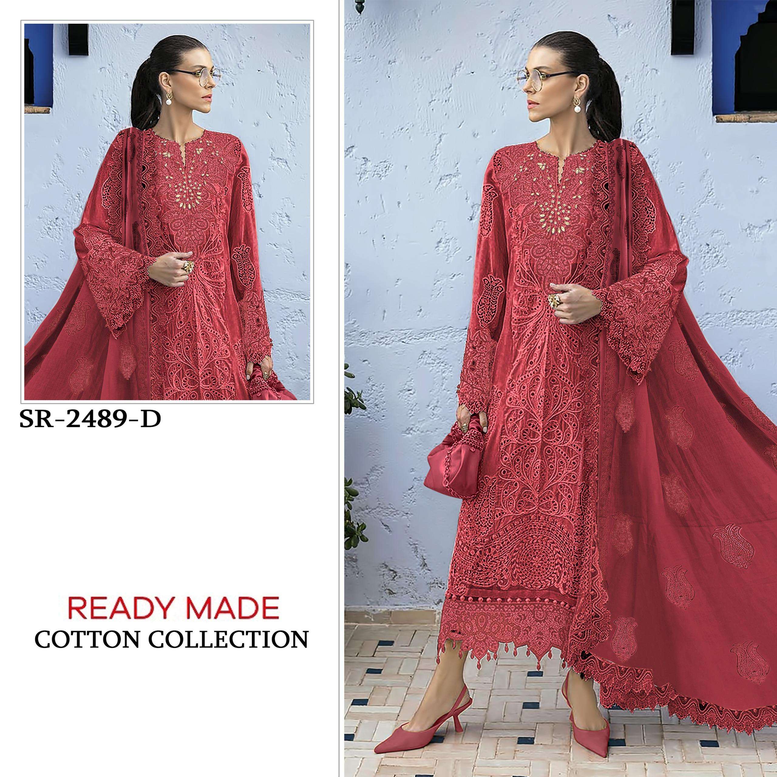 SHREE FABS SR 2489 READYMADE COTTON COLLECTION PAKISTANI DRE...