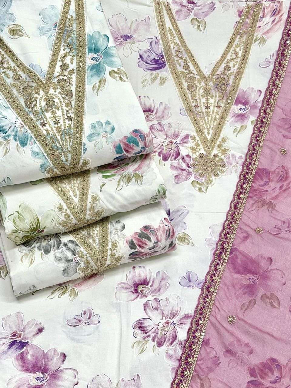 SIARA RAYON PRINT WITH EMBROIDERY SUIT COMBO SURAT RATE DEAL...