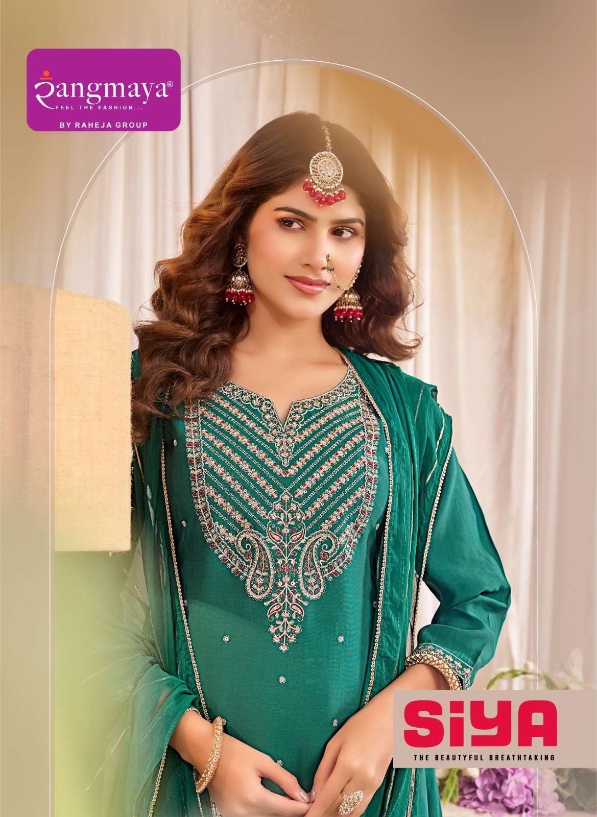 SIYA TRADITIONAL KAPDE EMBROIDERY NECK SUIT COMBO WOMEN RESE...