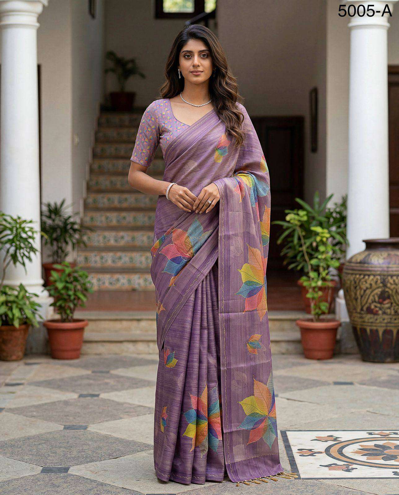 Sober Virana Silk fabric Multi Color With Dori Work On It Pe...