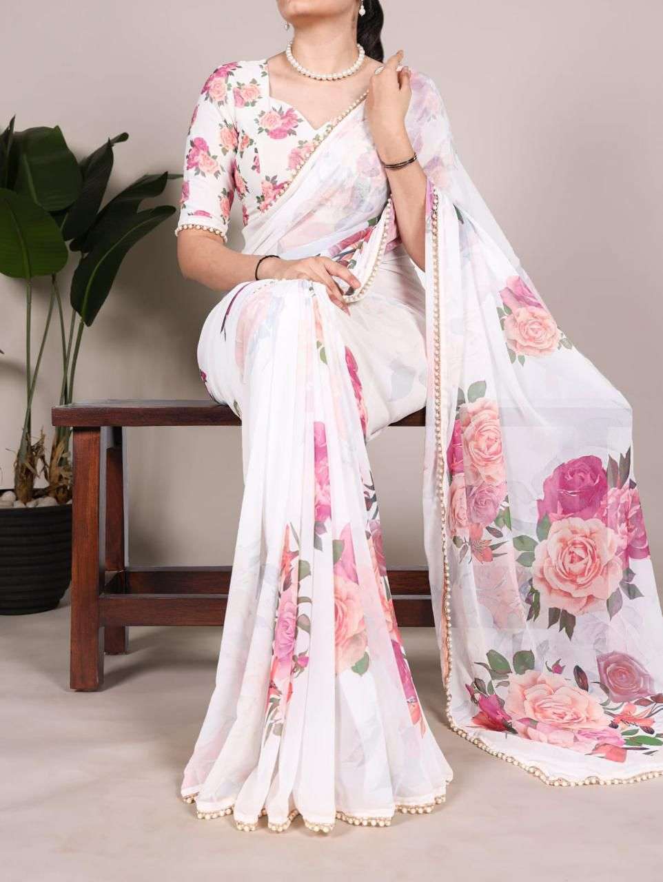 soft and beautiful floral digital print Georgette fancy fabr...