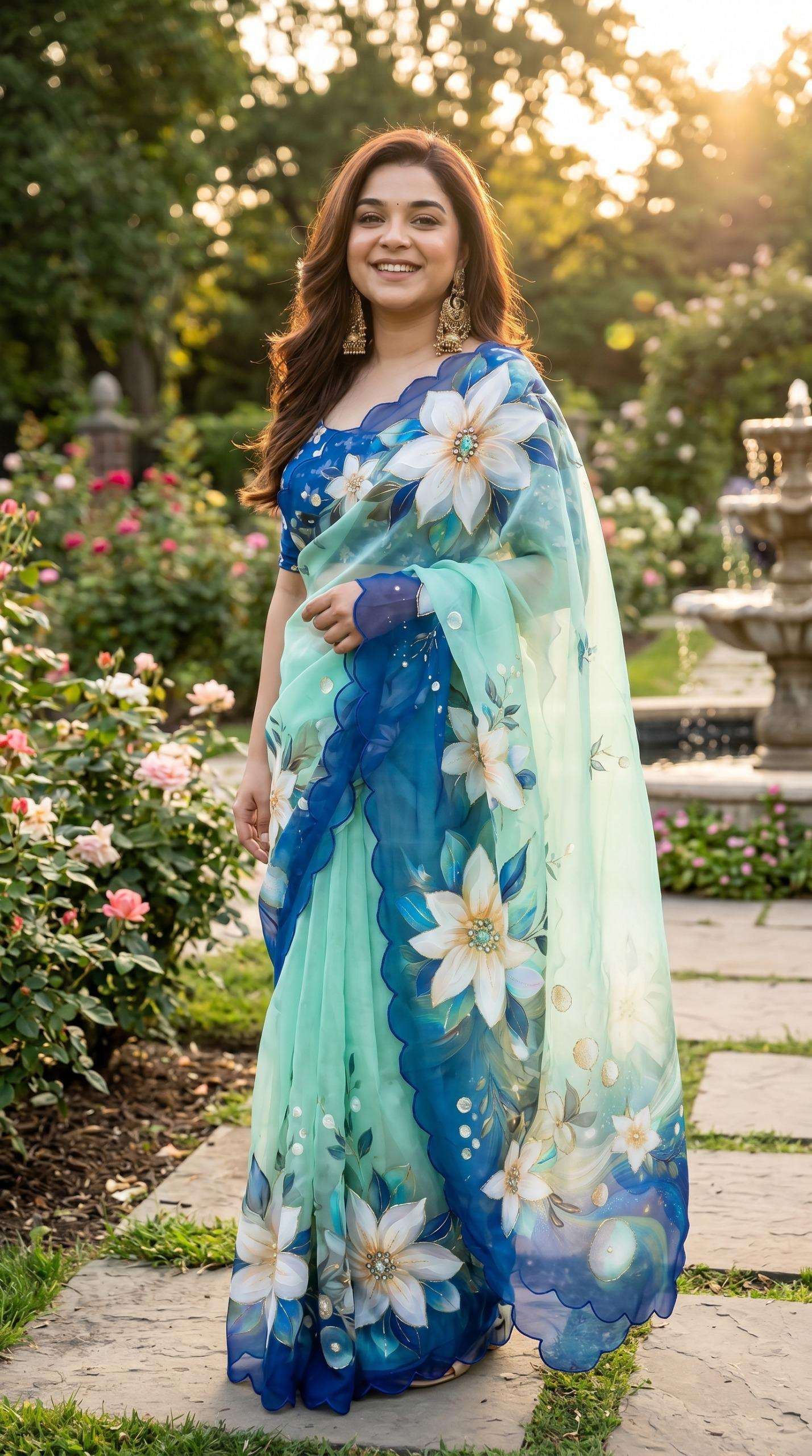 Soft and pure Georgette fabric with colouring and Beautiful...