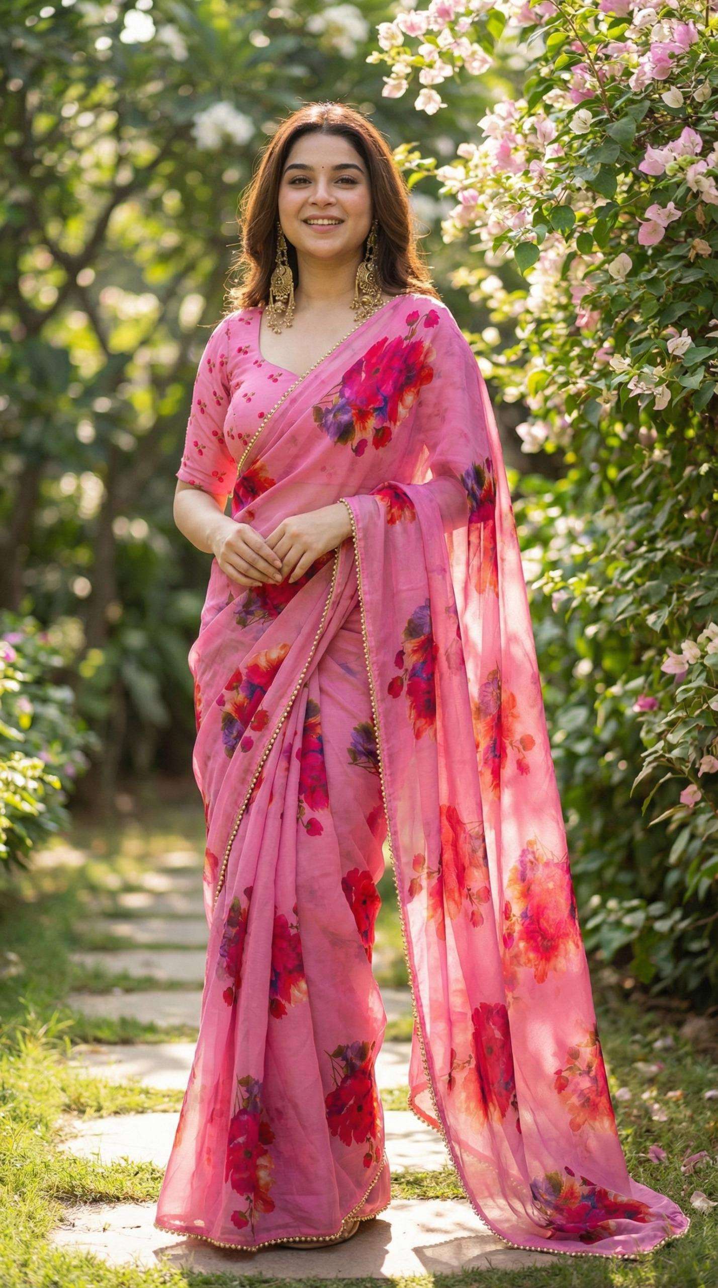 Soft and pure Georgette super fancy fabric with beautiful fl...
