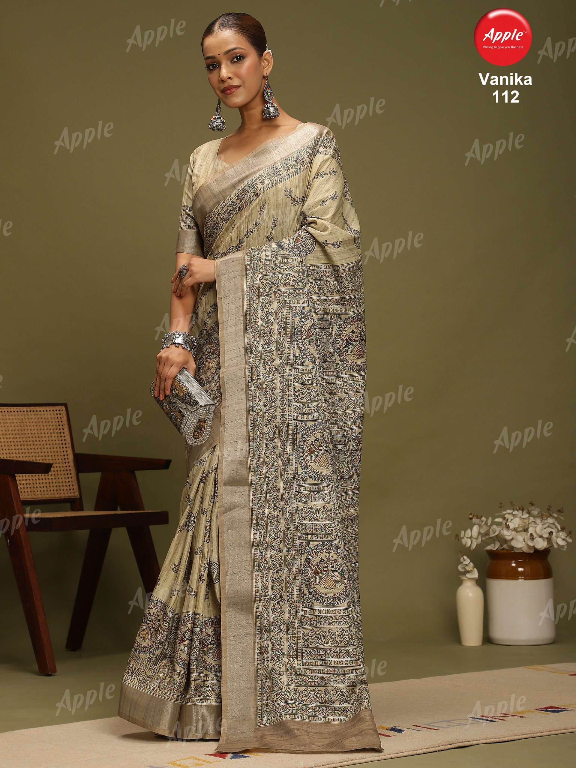 SPECIAL OFFER IS LIVE APPLE VANIKA ART SILK VIBRANT FABRIC W...