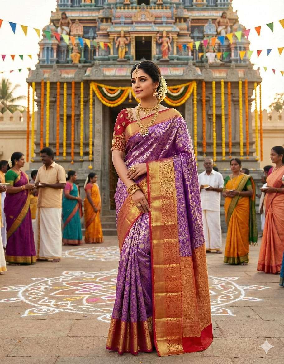 Step into elegance with our Celebrity Inspired Kanjivaram Pa...