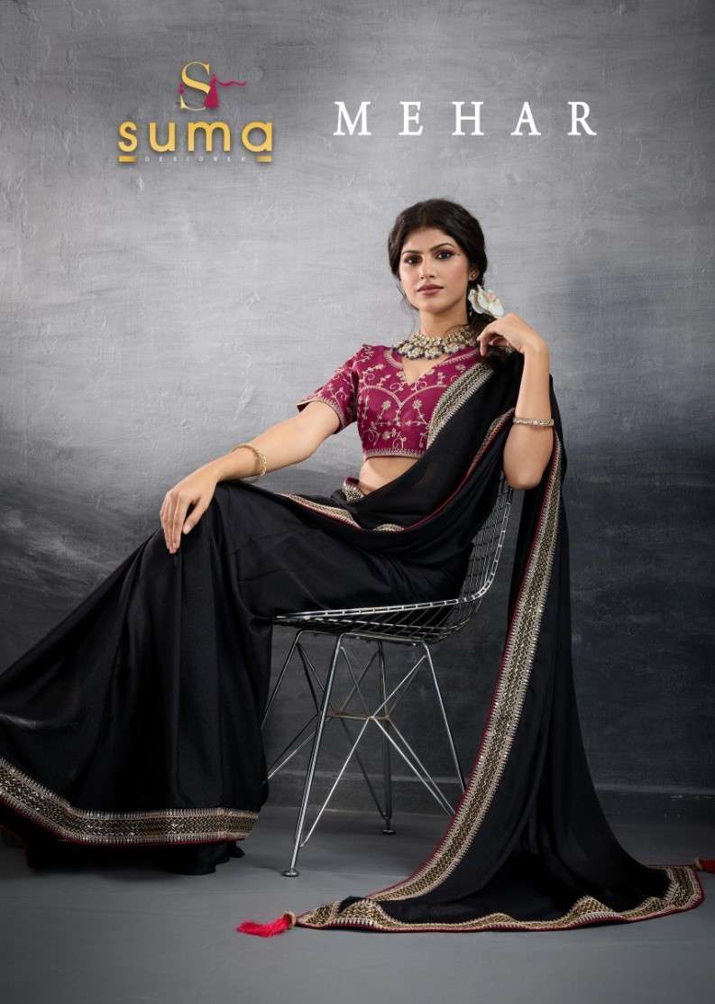 Suma Mehar 10001 To 10008 Heavy Star Georgette fabric With e...