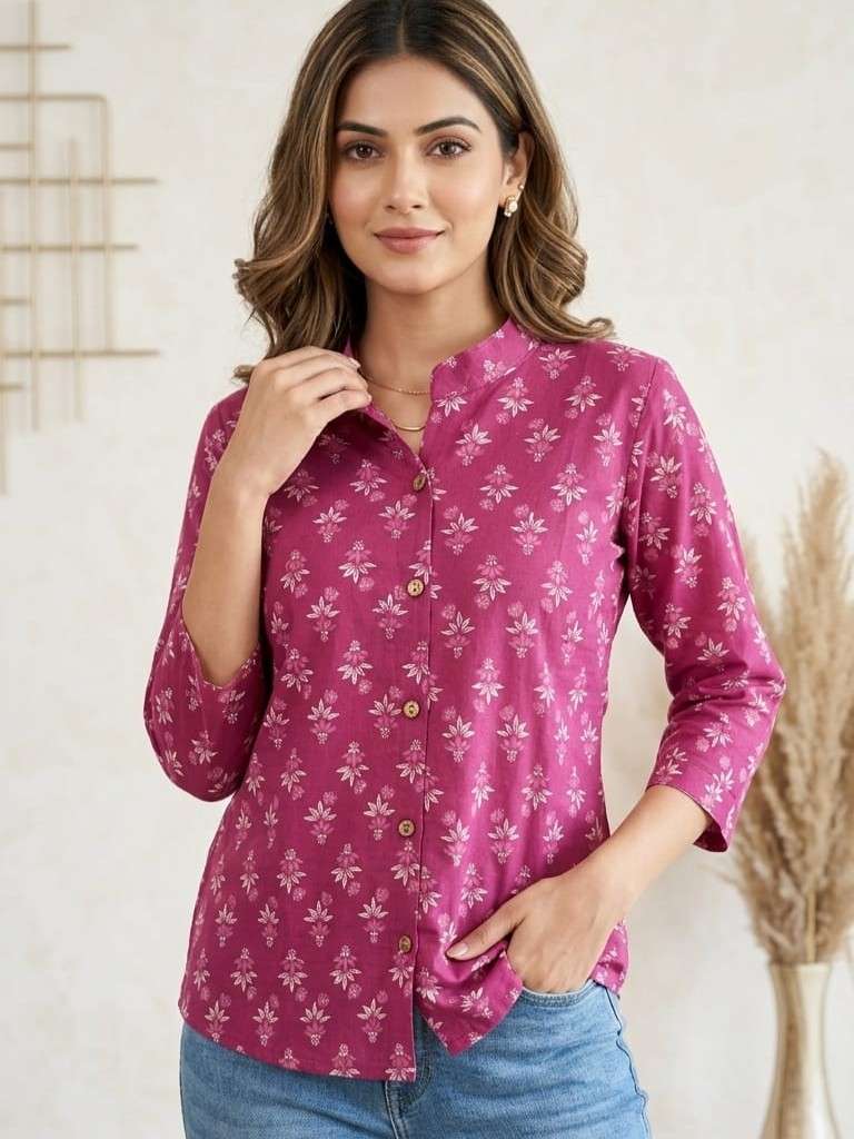 SUMMER SEASON PURE COTTON SHIRTS WITH STAND COLLAR WOMEN RES...