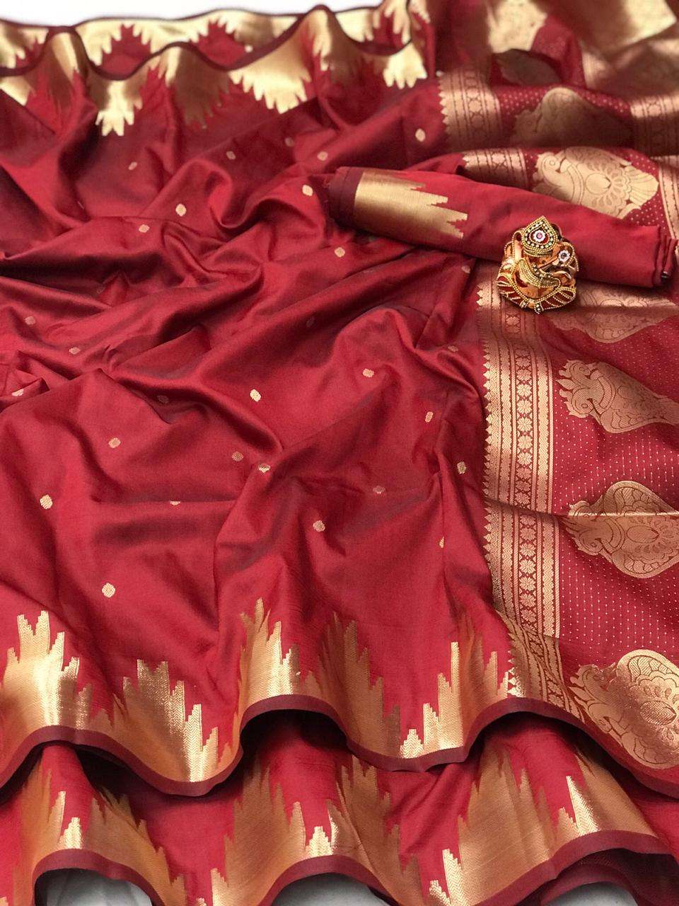  SUPERHIT GOLDEN GOOD FABRIC WITH GOLD ZARI LICHI SHINY SIL...