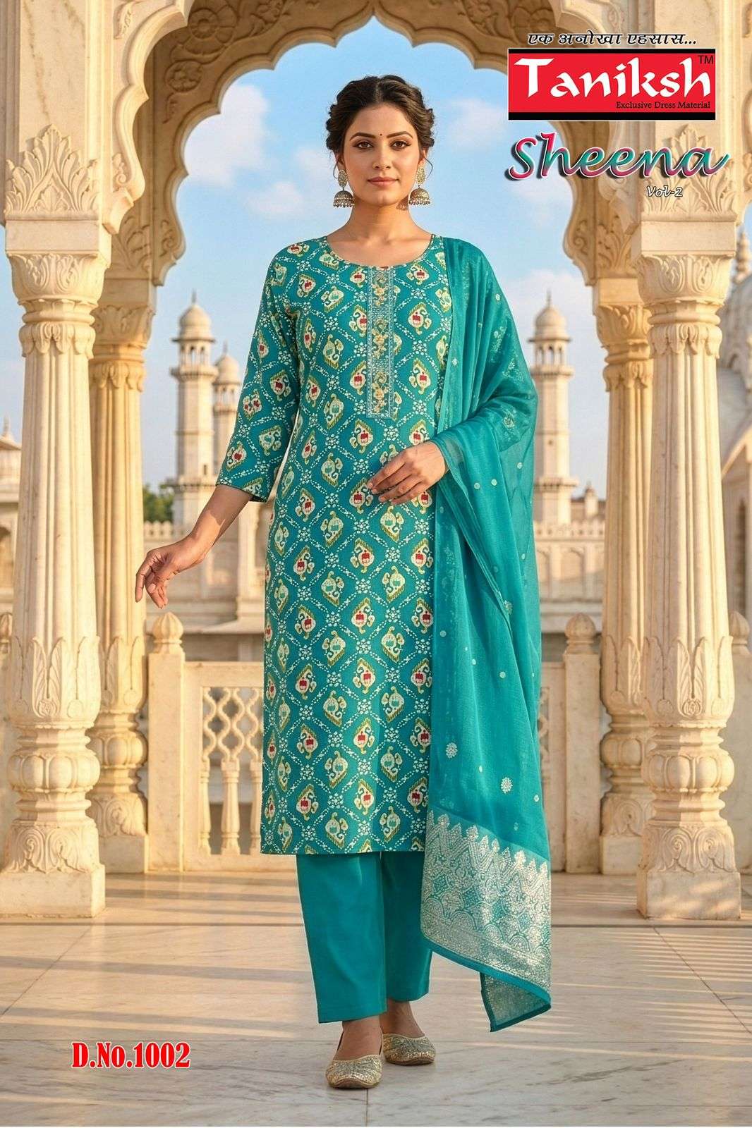 TANIKSH SHEENA VOL 2 RYON FOIL PRINT WITH HAND WORK TIE SALW...