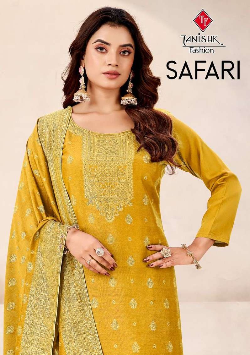 TANISHK SAFARI MUSLIN JACQUARD PRINT SUIT FOR TRADITIONAL BU...