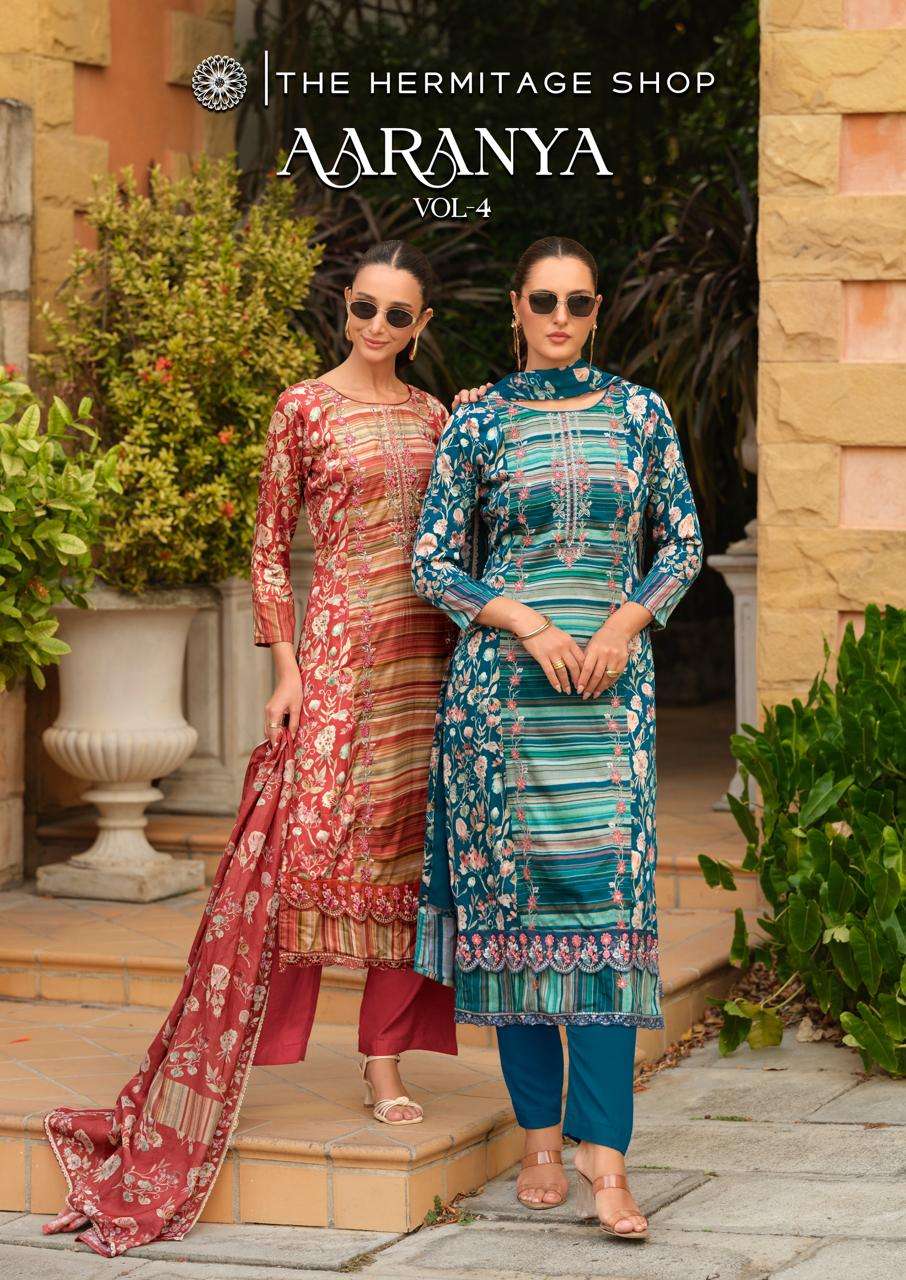 THE HERMITAGE SHOP AARANYA VOL 4 GIZA COTTON SATIN DIGITA EM...