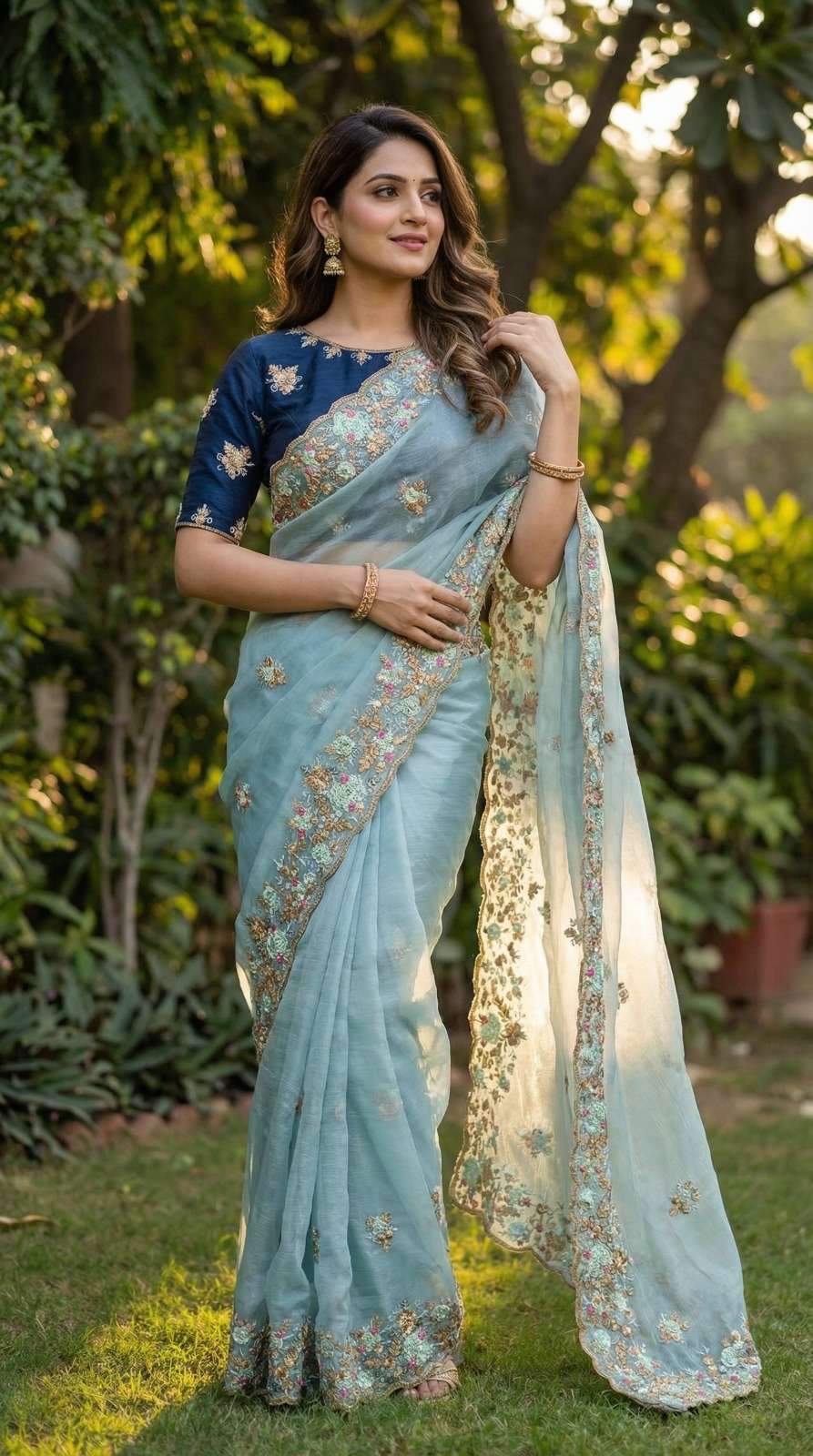tina New Designer saree in 3 beautiful and shiny  colour in ...
