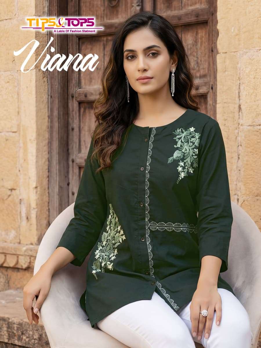 TIPS & TOPS VIANA FANCY WESTERN SHORT KURTIS AT COTTON SUMME...