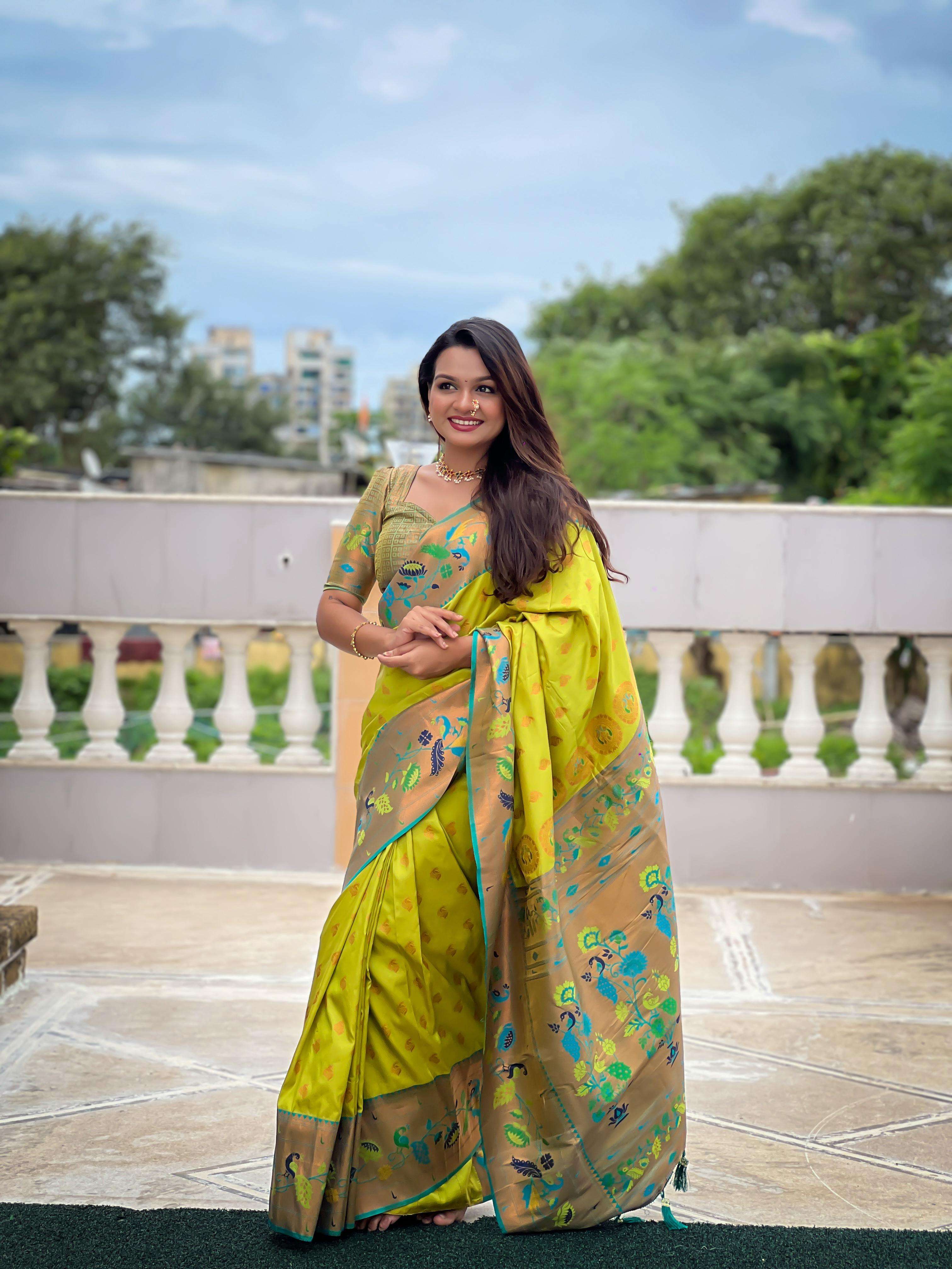 Tredning Collection Marigold  Paithani Soft Pethani silk so...