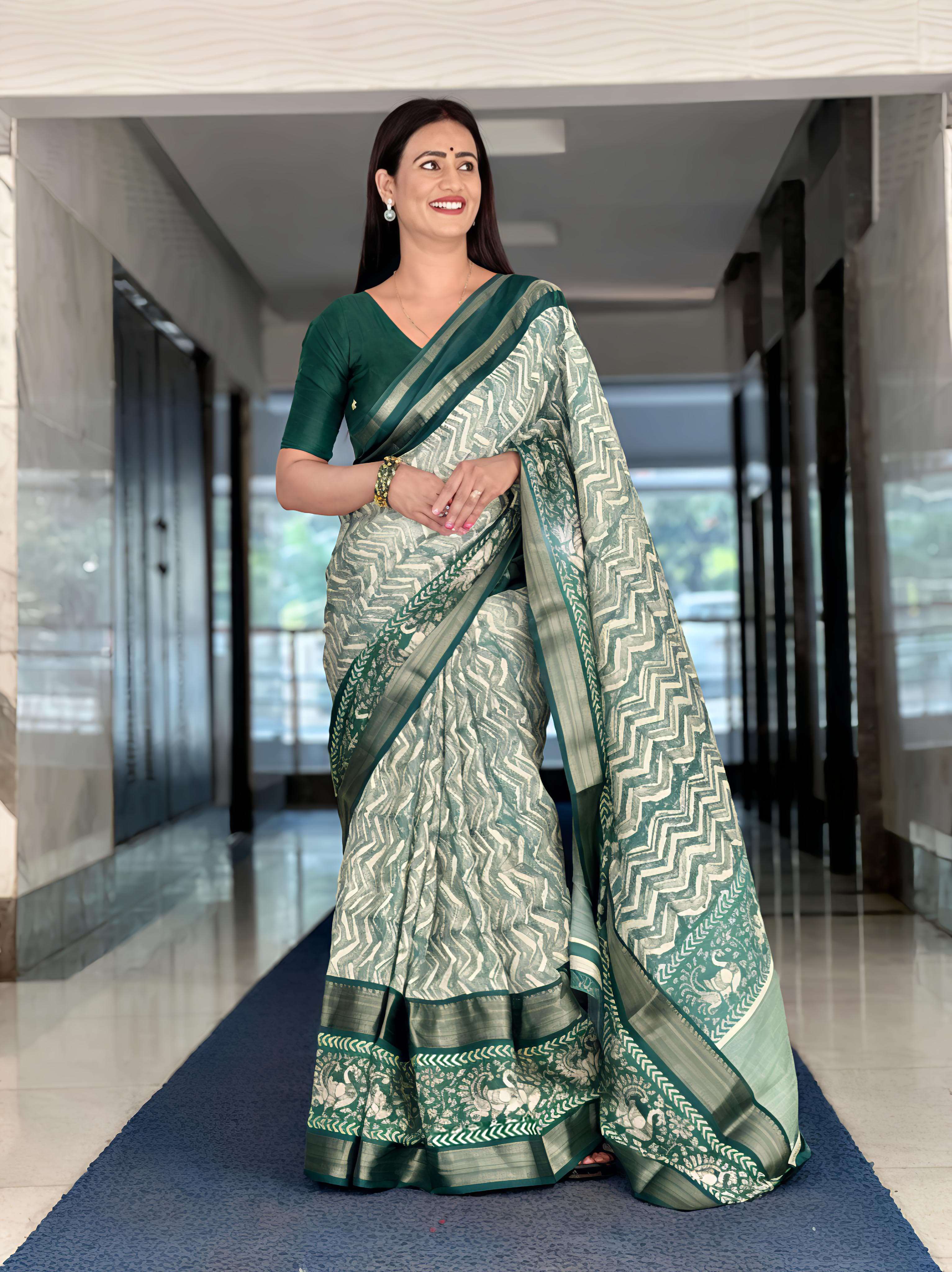 trisha Heavy and soft matka silk fabric with zigzag leheriya...