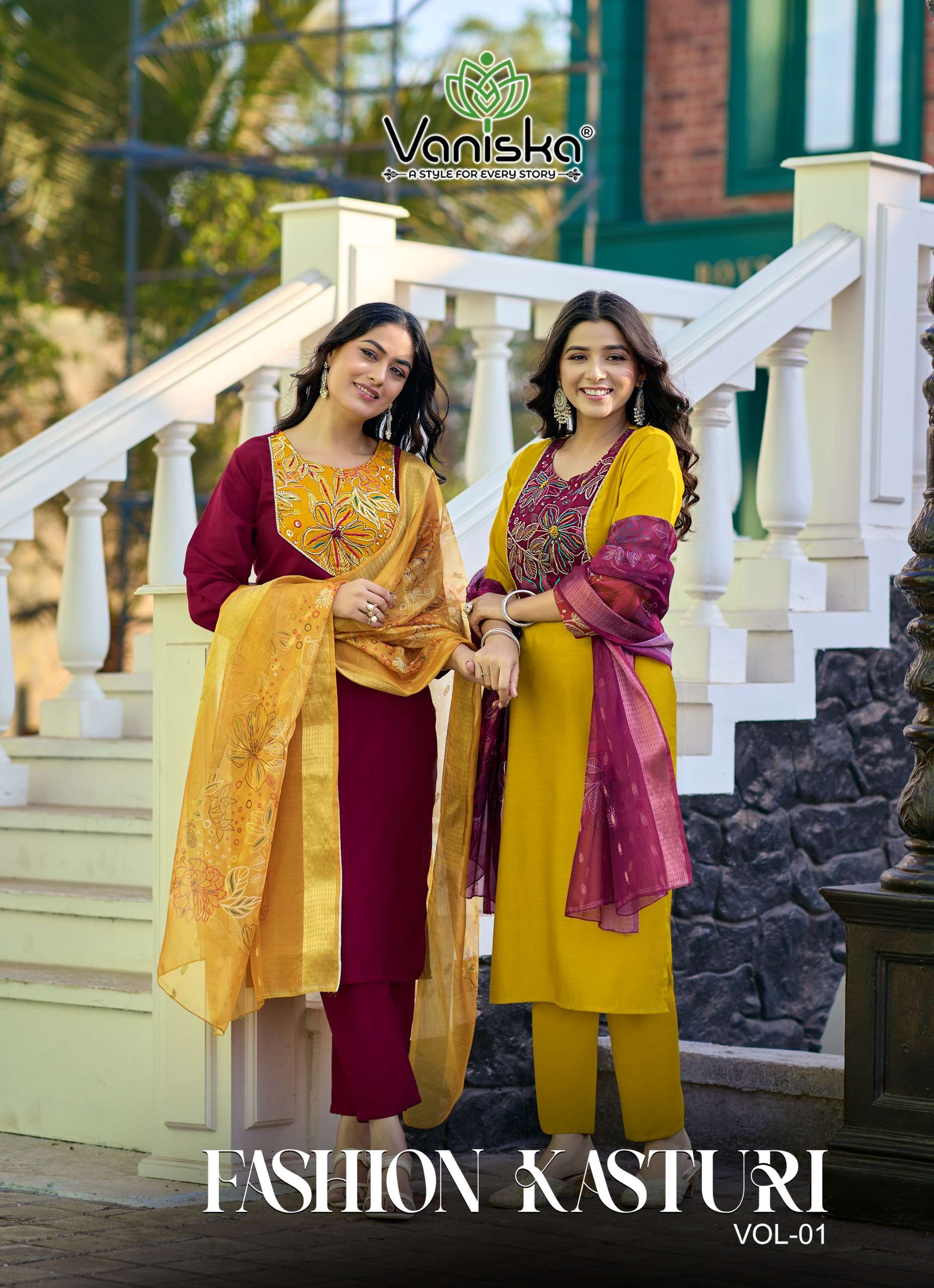 VANISKA  FASHION KASTURI VOL 1 BRAND STRAIGHT KURTI WITH PAN...