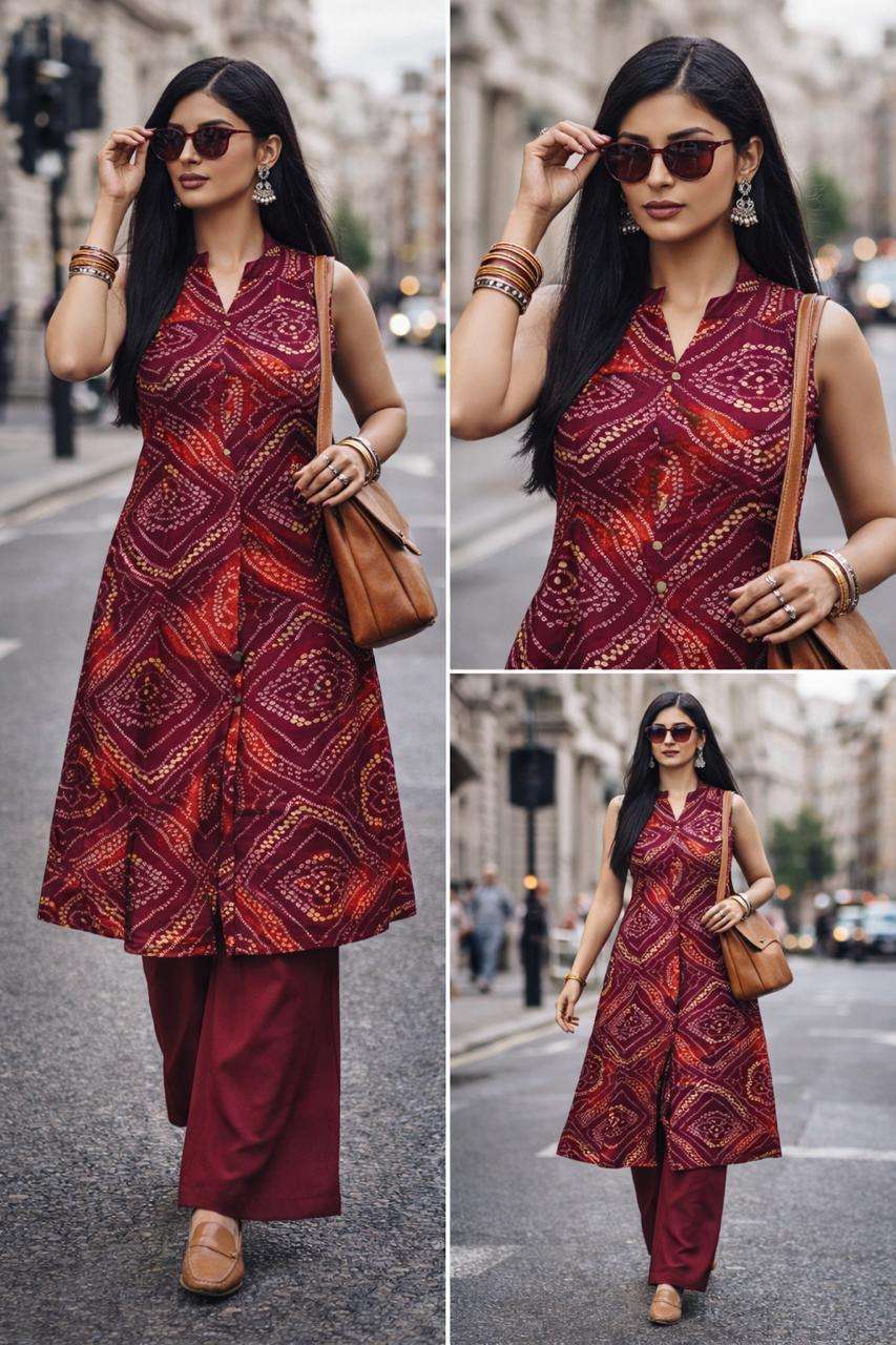 WESTERN AND CLASSIC MIX COTTON KURTI PALAZZO SUIT CORD SET L...