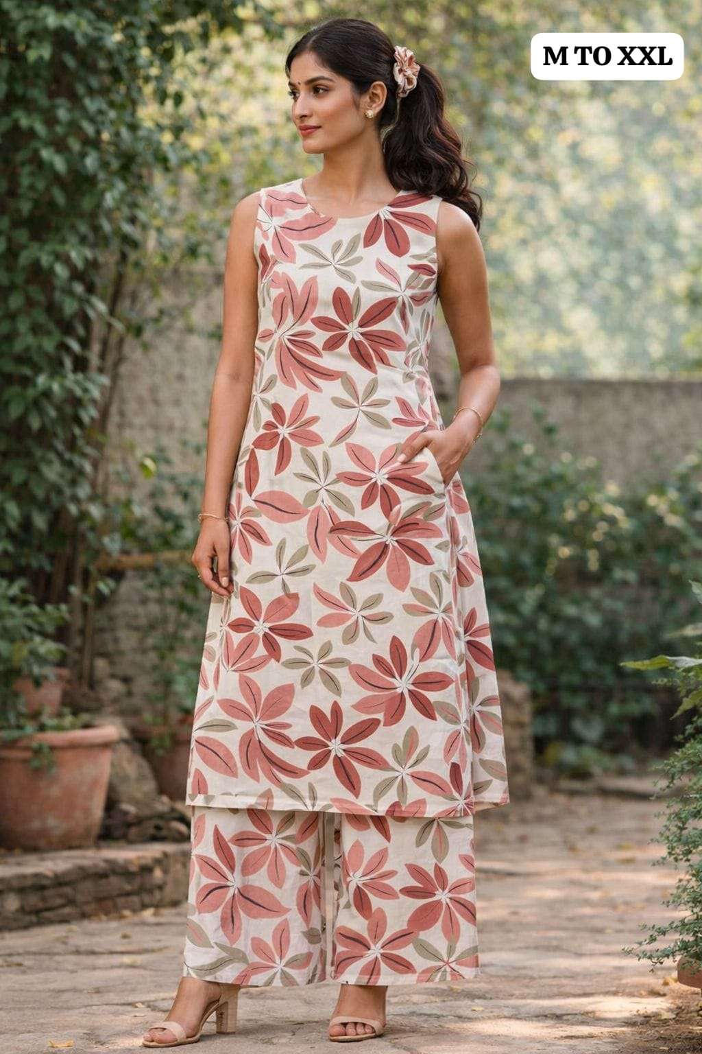 WESTERN WEAR SLEEVELEESS KURTI AND PALAZZO DAILY WEAR RESELL...