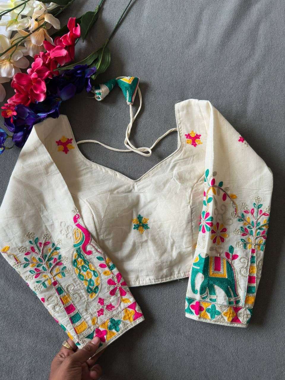  white and  Beautiful Partywear Pure Khadi Cotton fabric blo...
